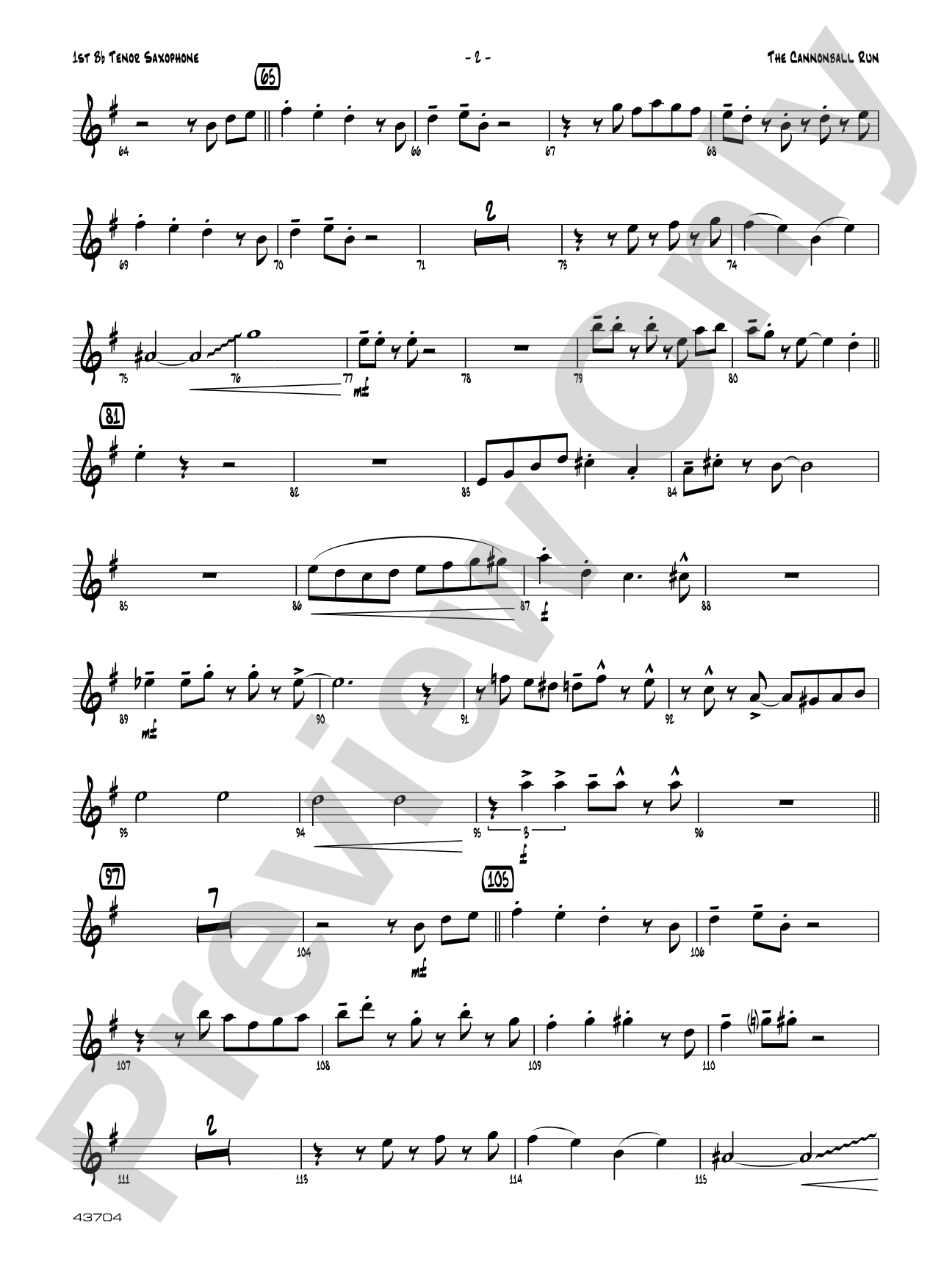 The Cannonball Run: B-flat Tenor Saxophone