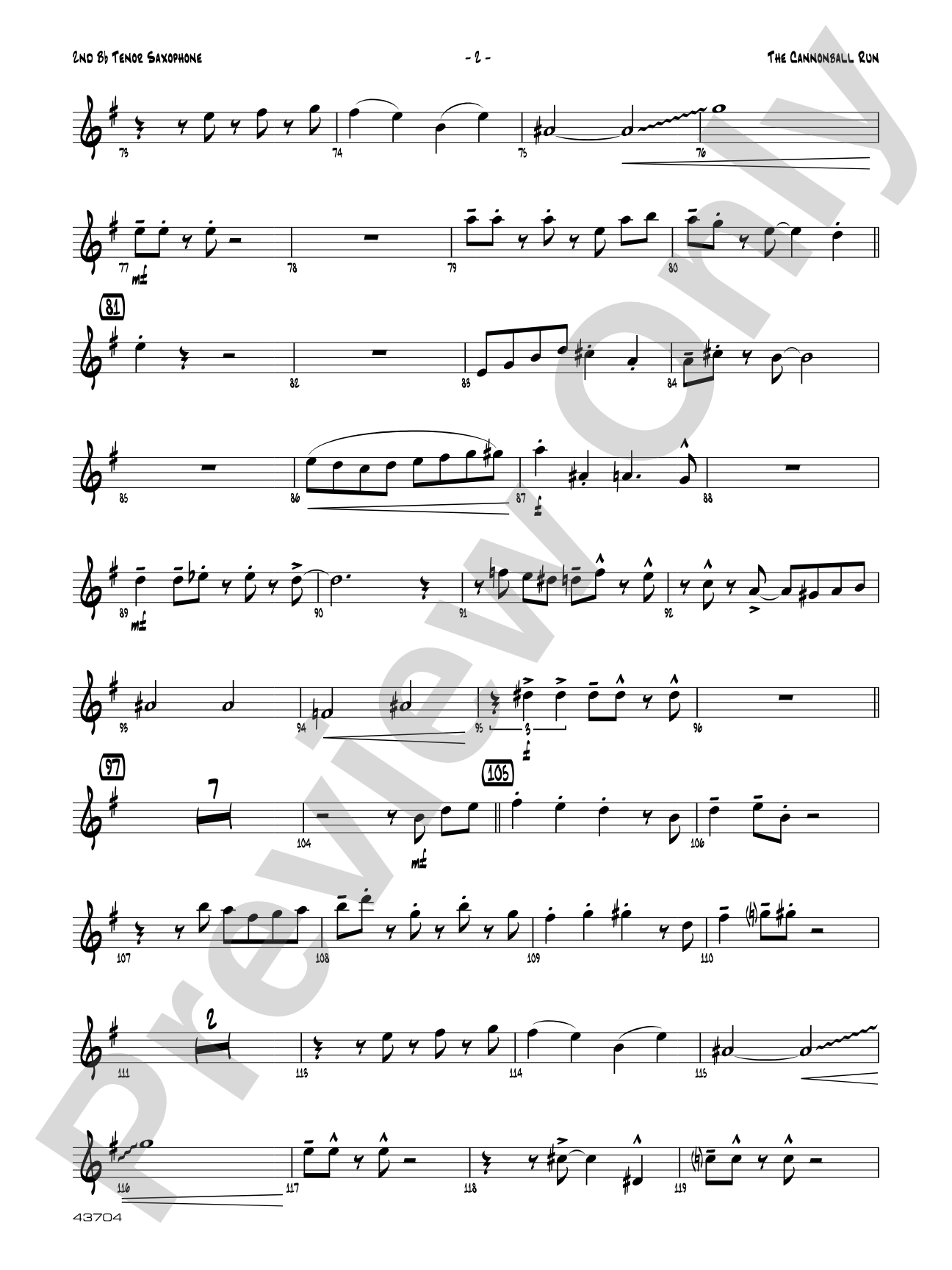 The Cannonball Run: 2nd B-flat Tenor Saxophone