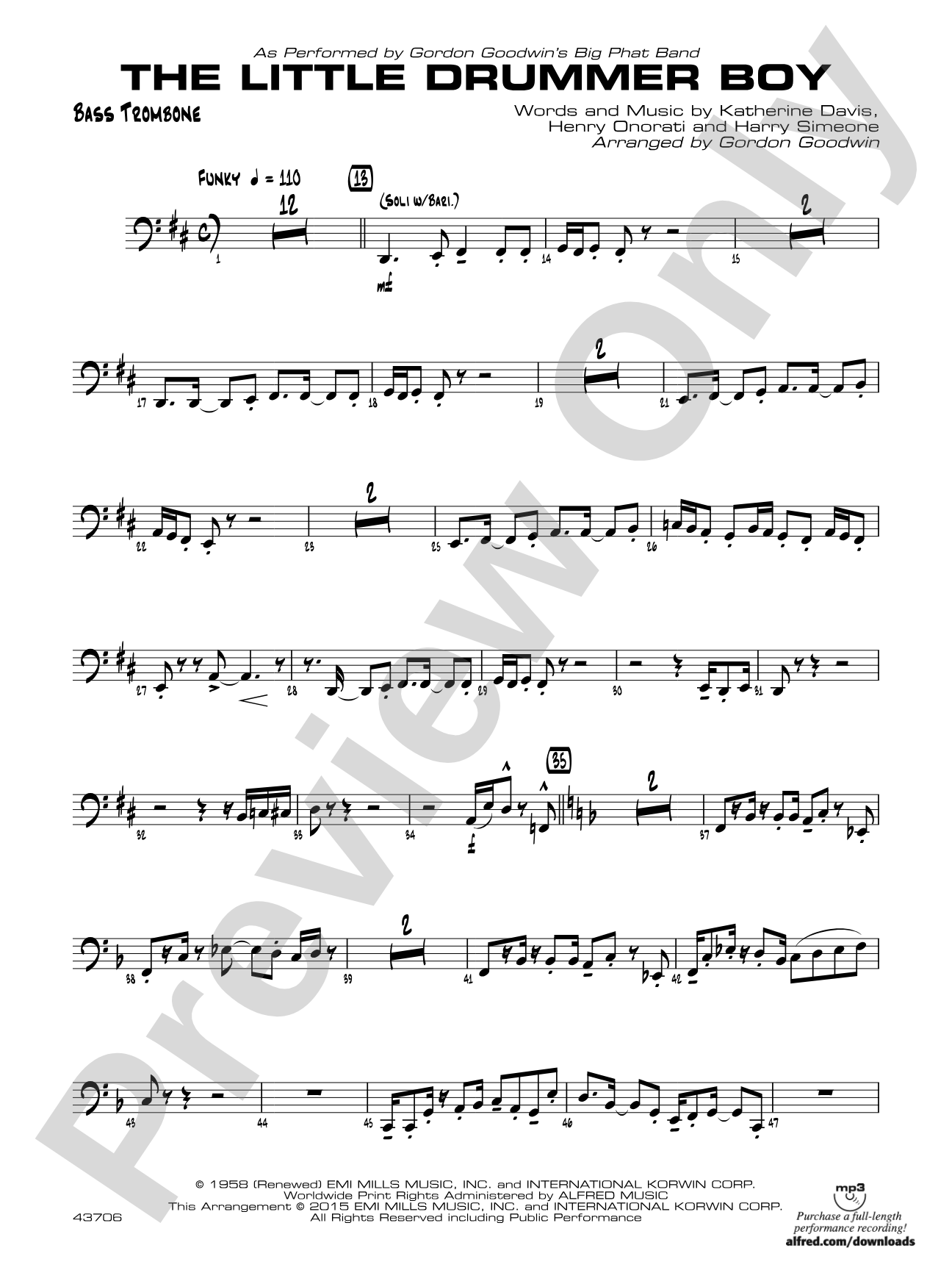 The Little Drummer Boy: Bass Trombone