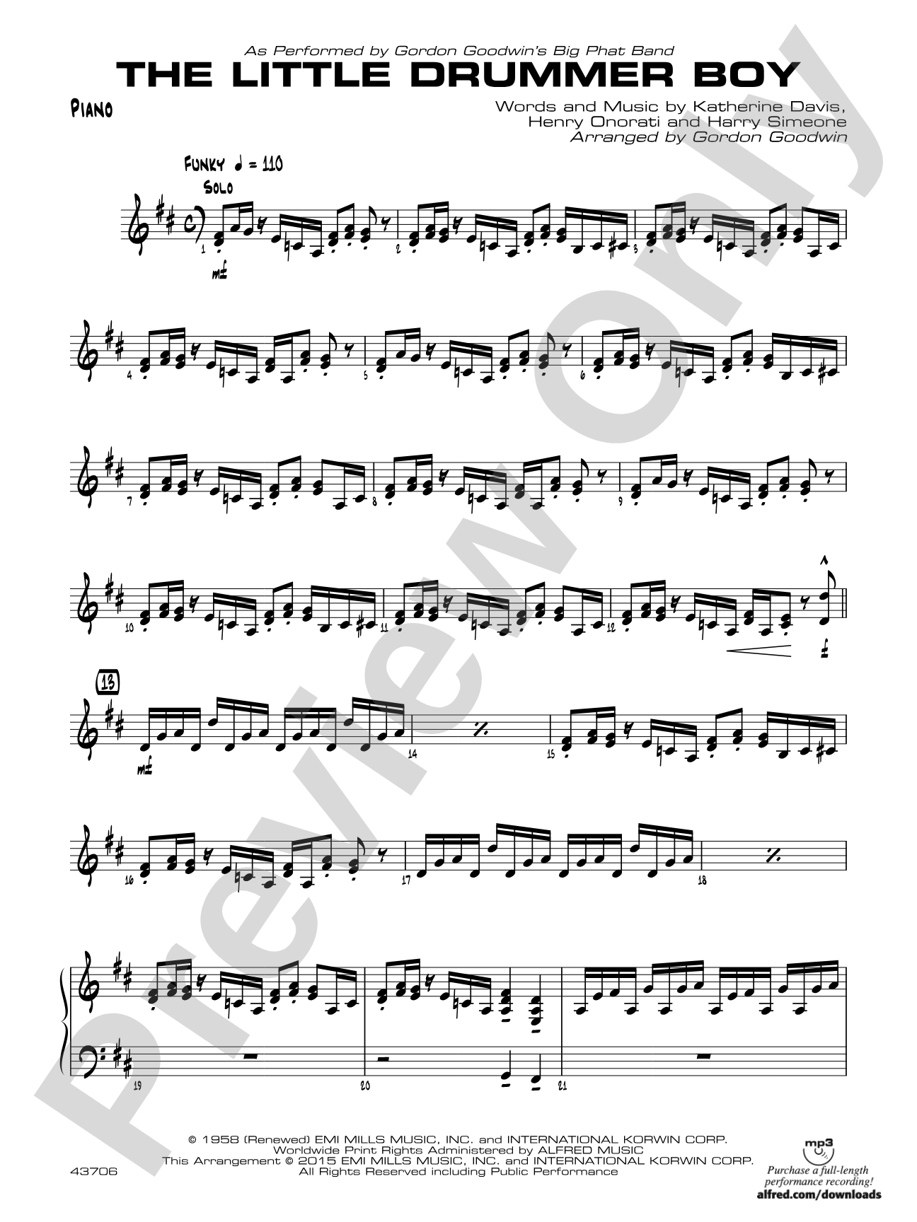 The Little Drummer Boy: Piano Accompaniment