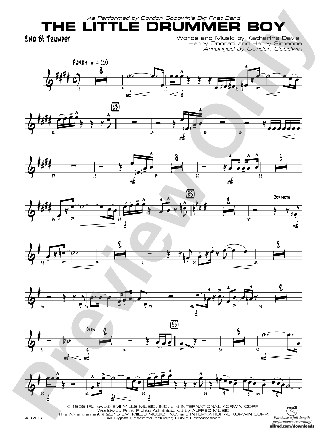 The Little Drummer Boy: 2nd B-flat Trumpet