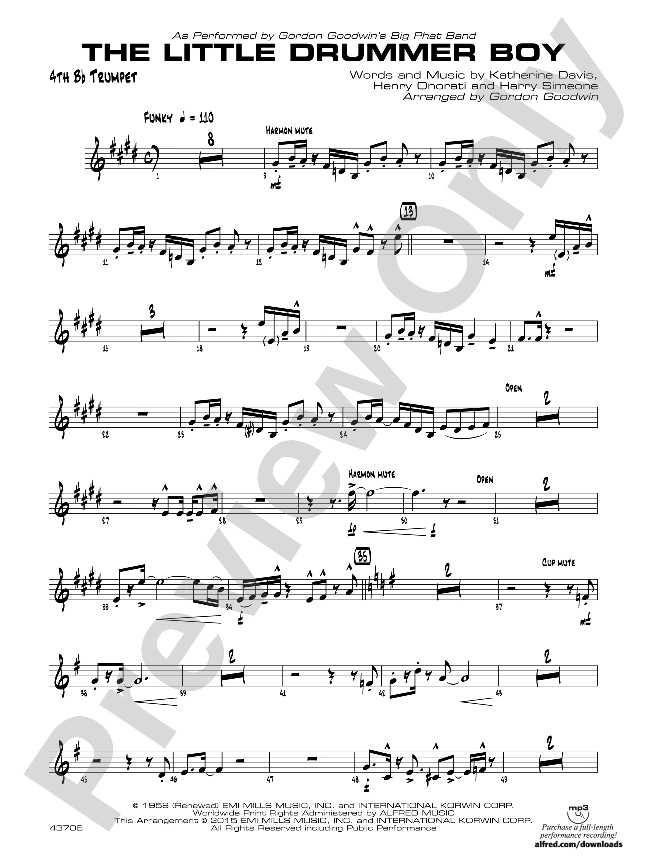 The Little Drummer Boy: 4th B-flat Trumpet