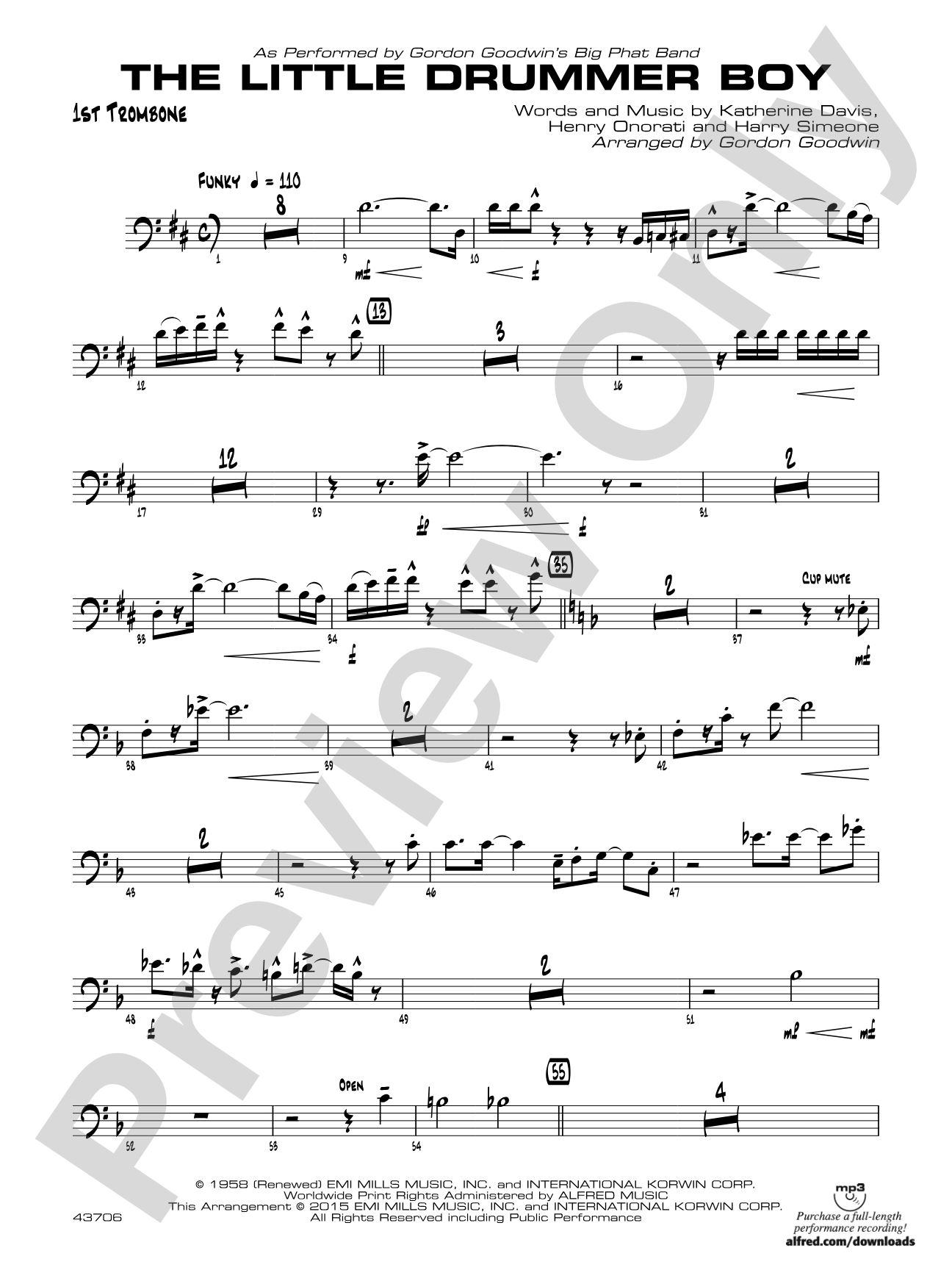 The Little Drummer Boy: 1st Trombone