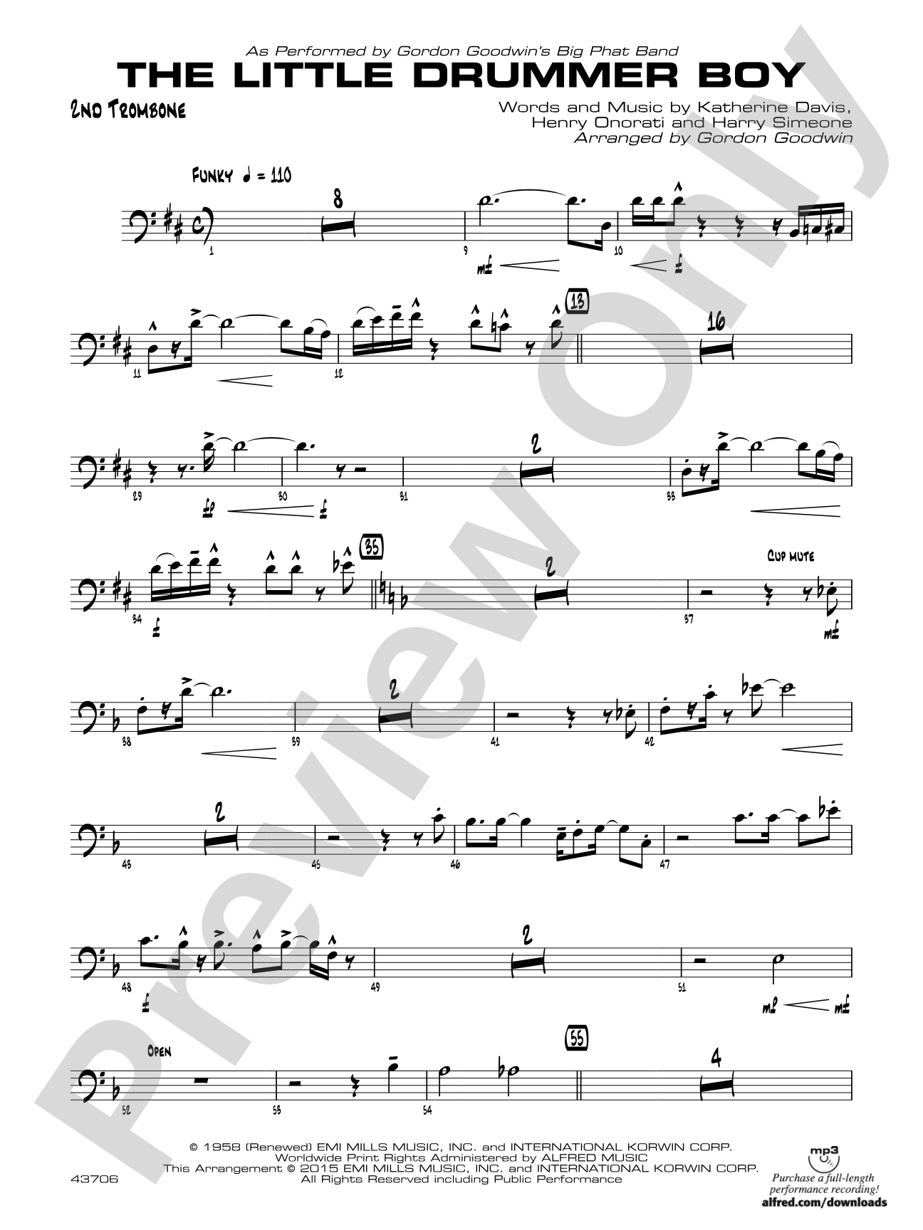 The Little Drummer Boy: 2nd Trombone