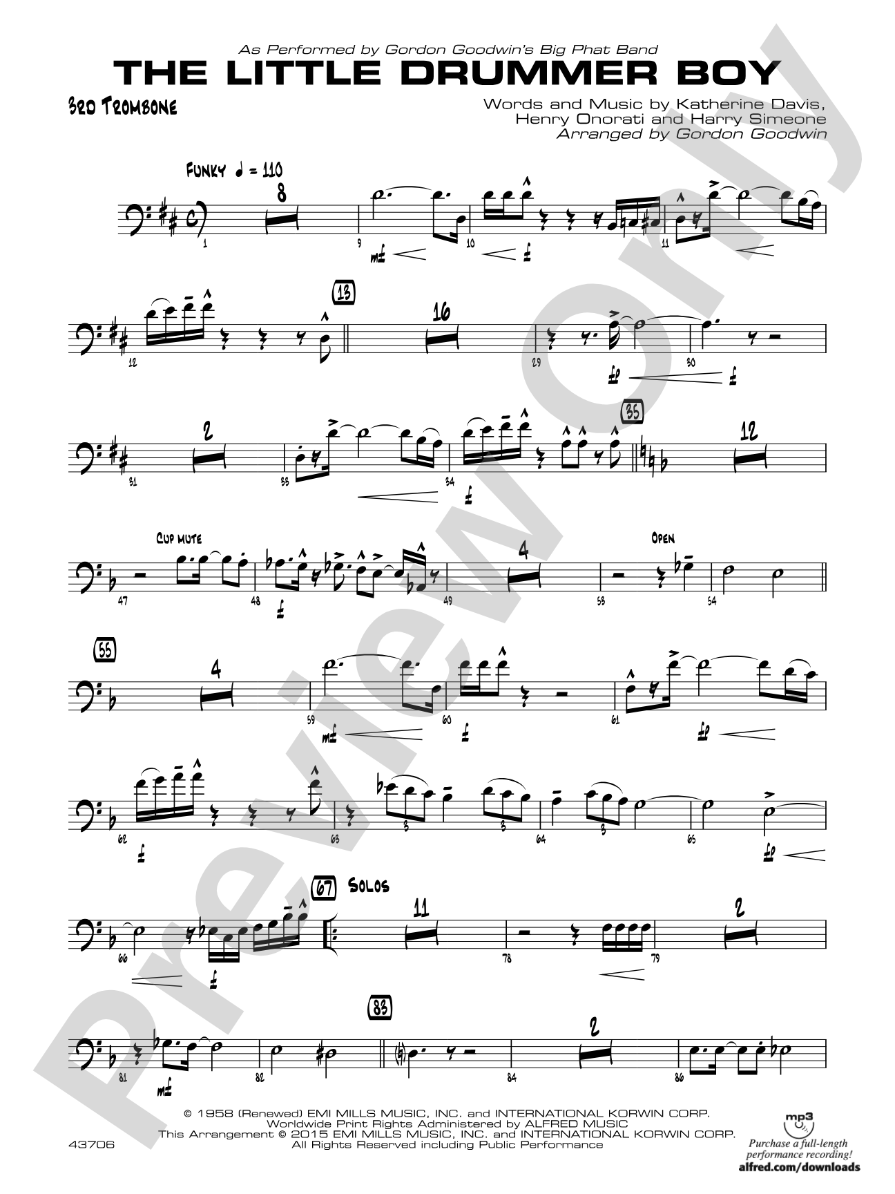 The Little Drummer Boy: 3rd Trombone