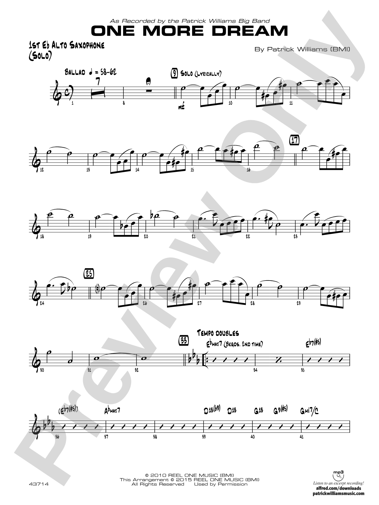 One More Dream: E-flat Alto Saxophone