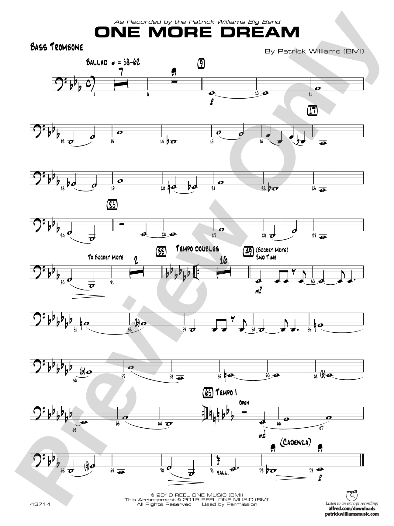 One More Dream: Bass Trombone
