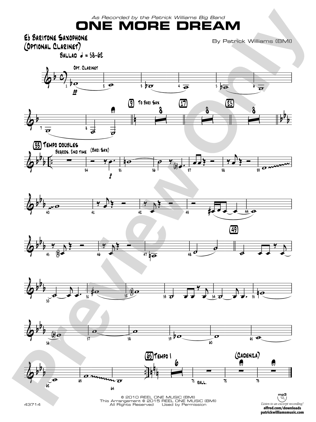 One More Dream: E-flat Baritone Saxophone