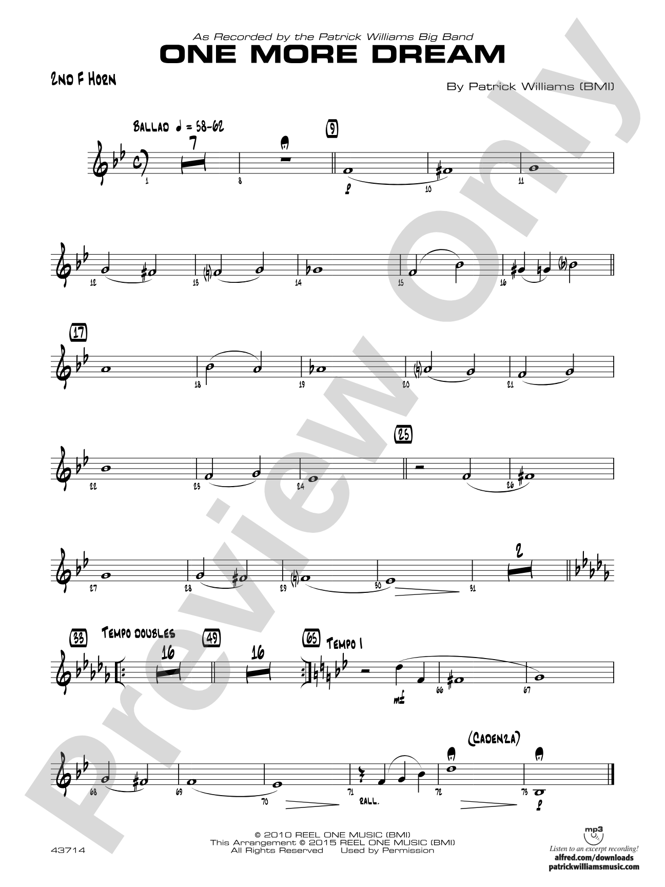 One More Dream: 2nd F Horn