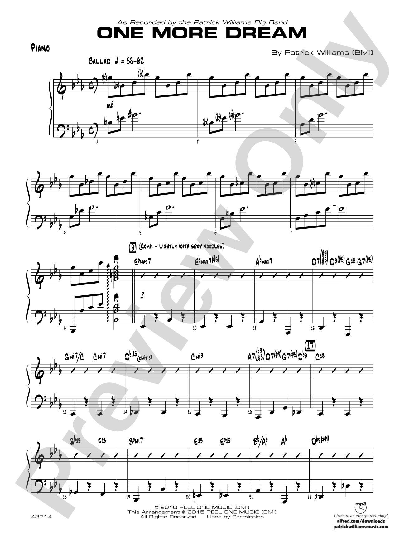 One More Dream: Piano Accompaniment