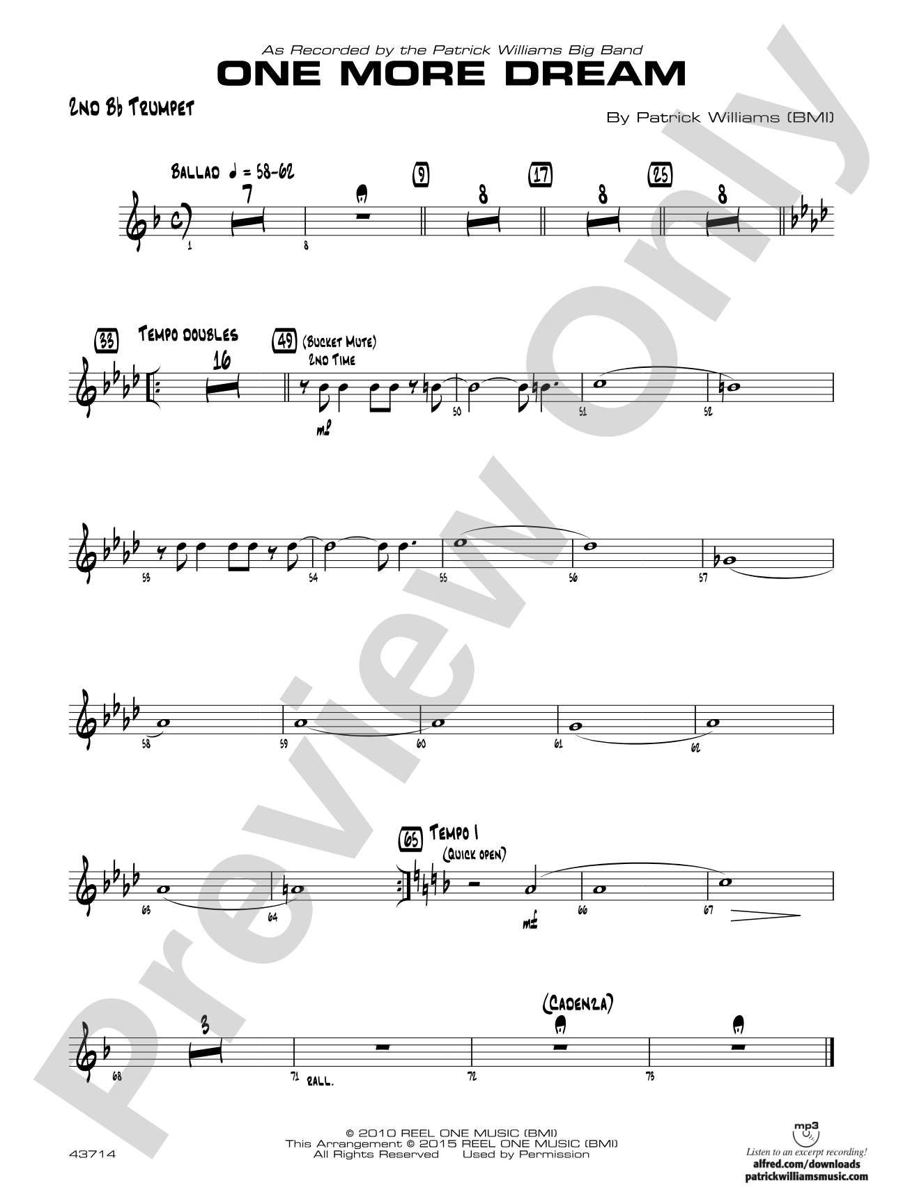 One More Dream: 2nd B-flat Trumpet