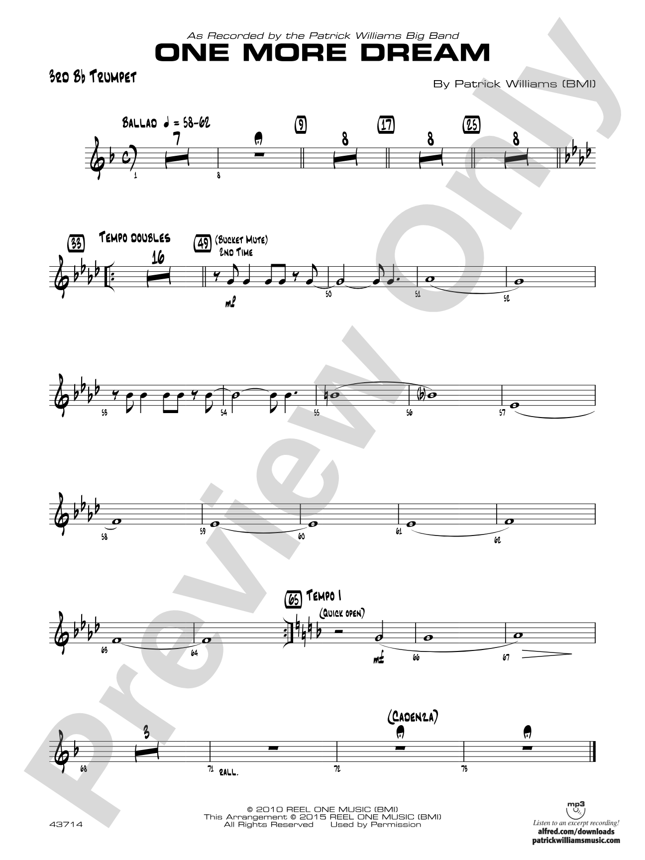 One More Dream: 3rd B-flat Trumpet