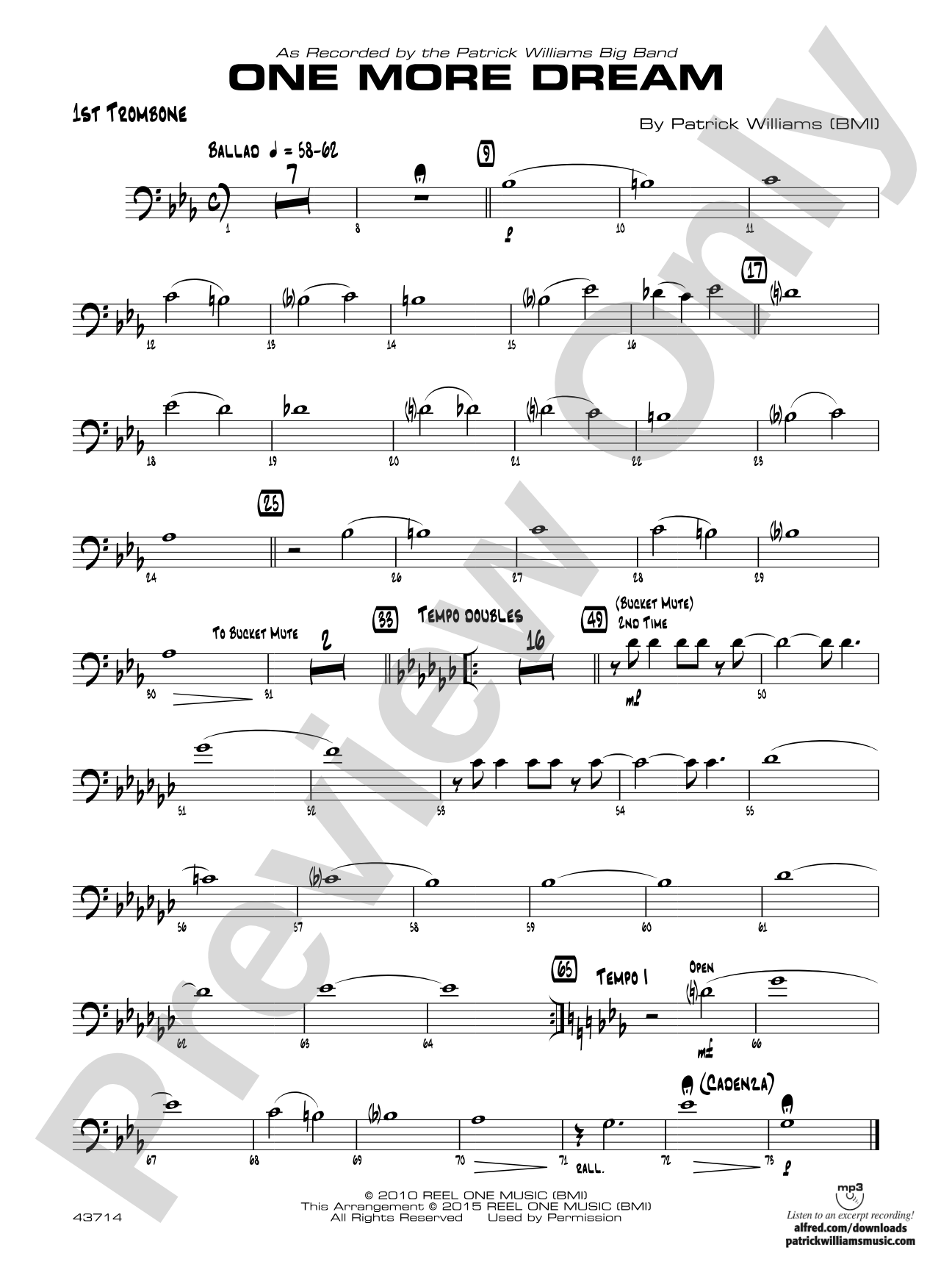 One More Dream: 1st Trombone
