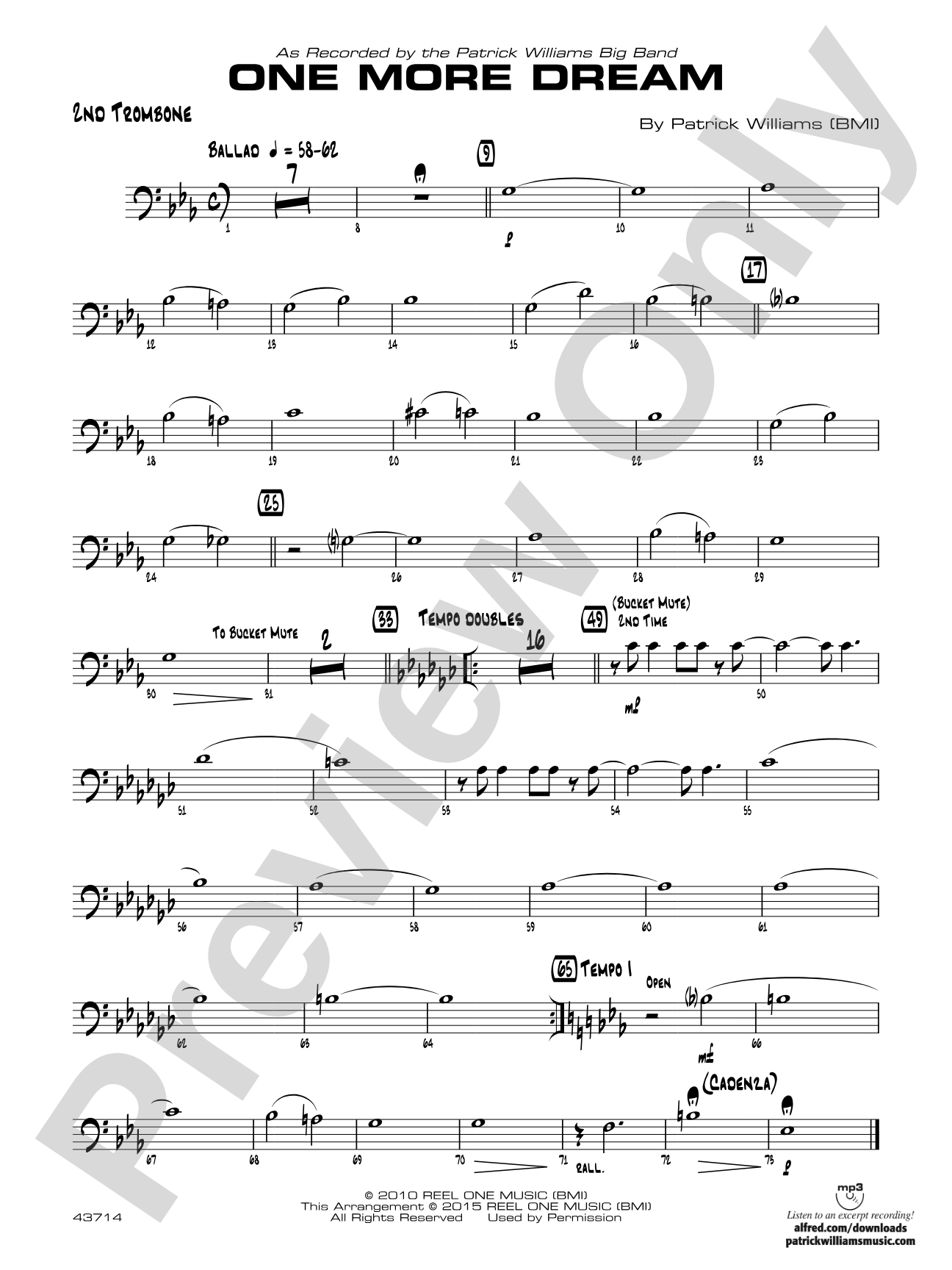One More Dream: 2nd Trombone