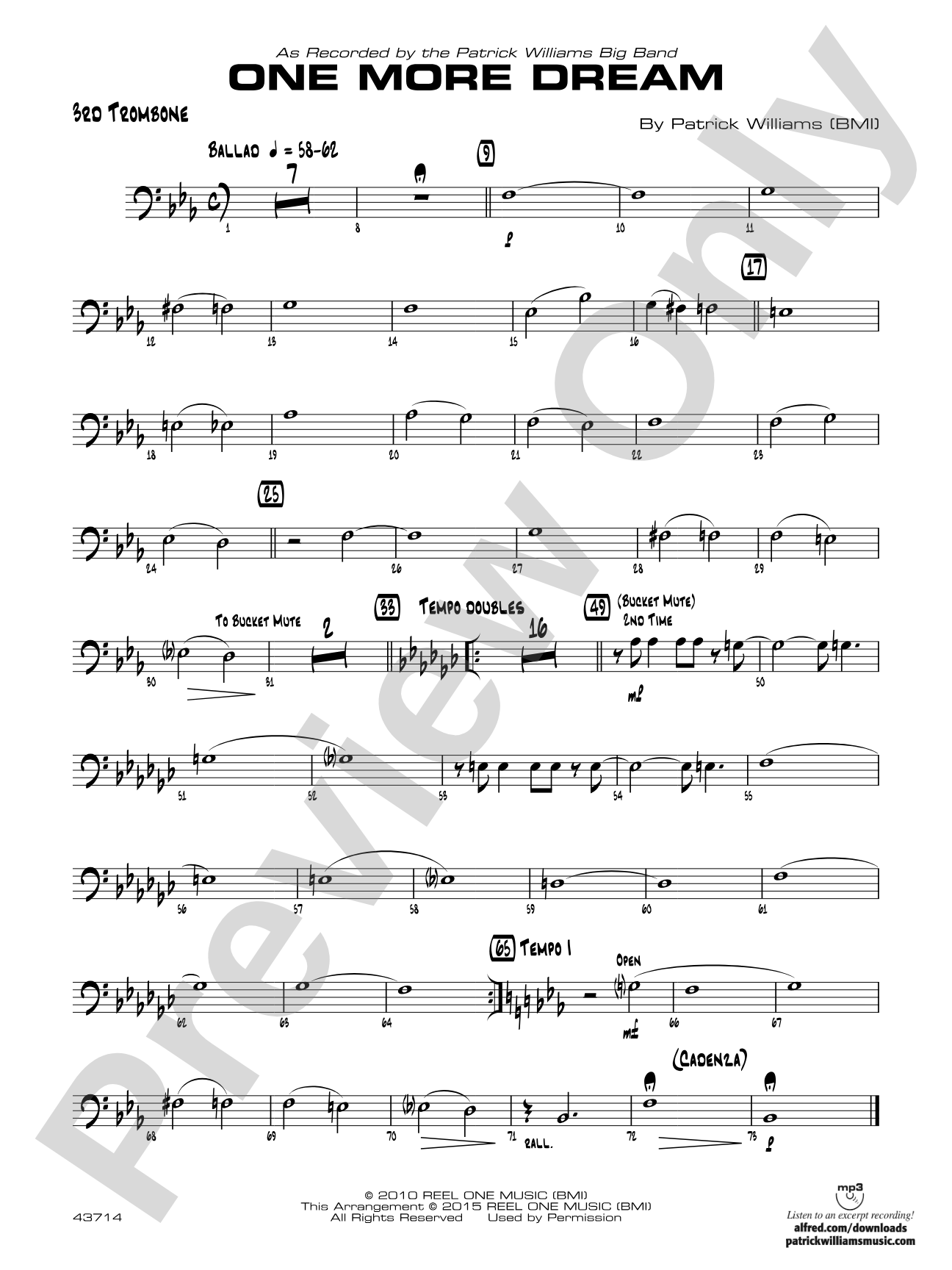 One More Dream: 3rd Trombone