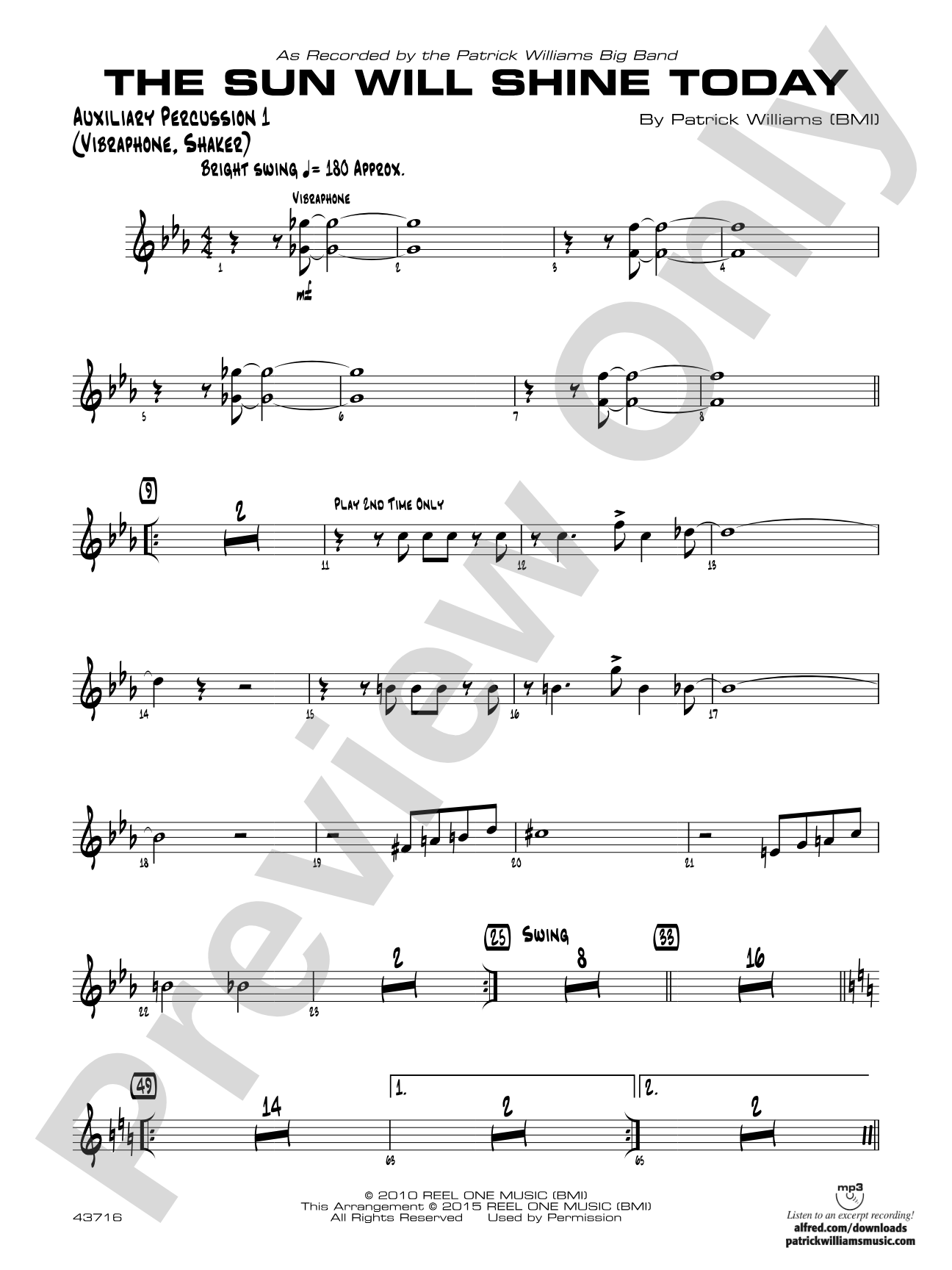 The Sun Will Shine Today: Auxiliary Percussion 1