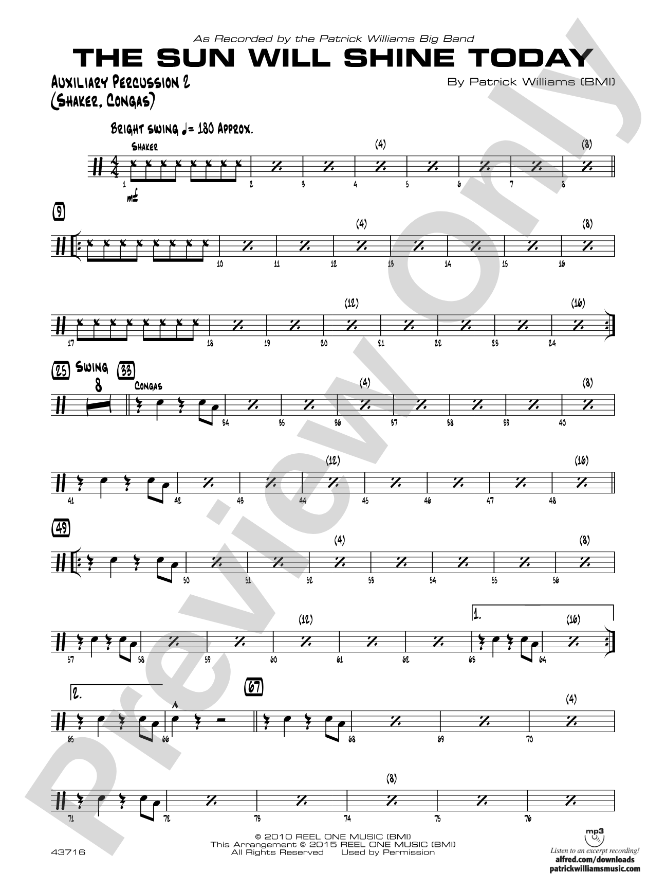 The Sun Will Shine Today: Auxiliary Percussion 2