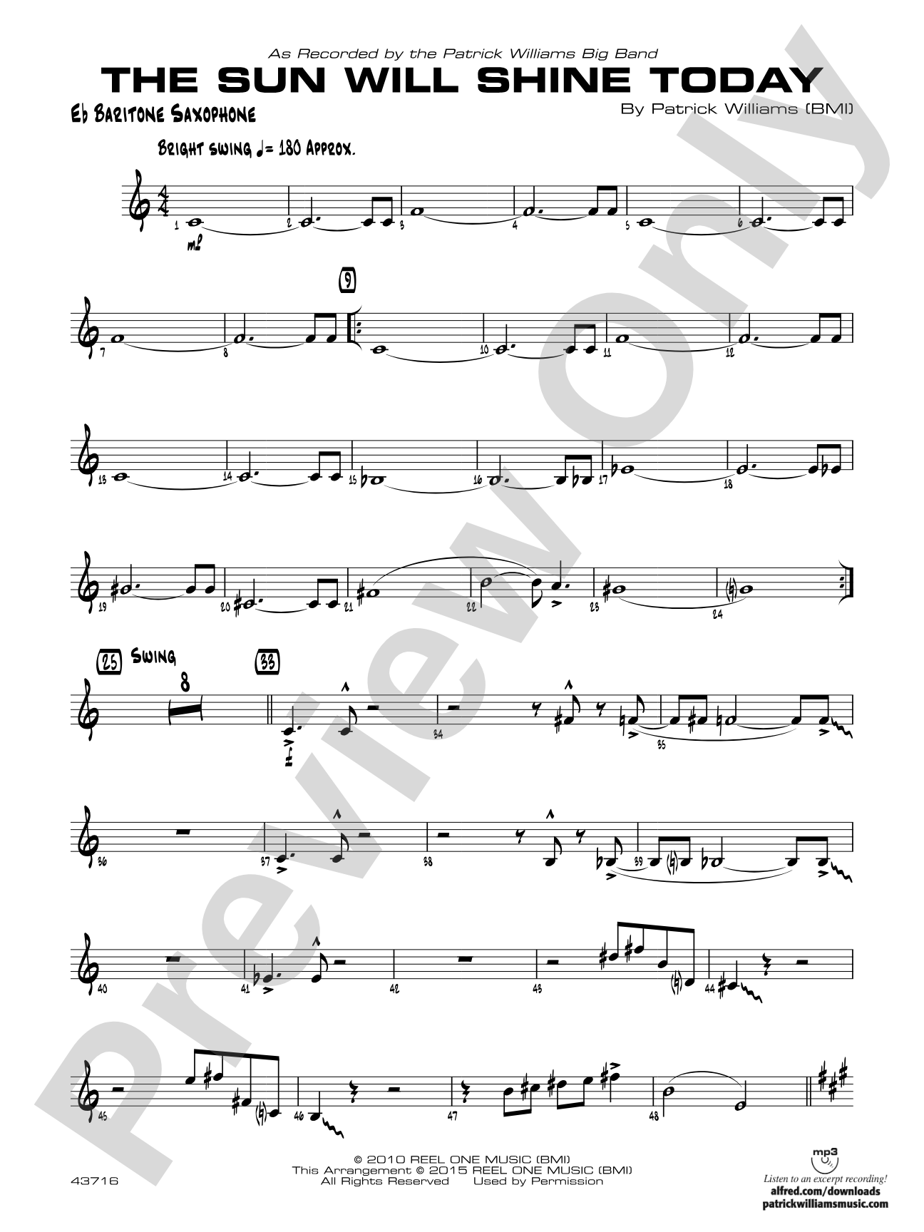 The Sun Will Shine Today: E-flat Baritone Saxophone