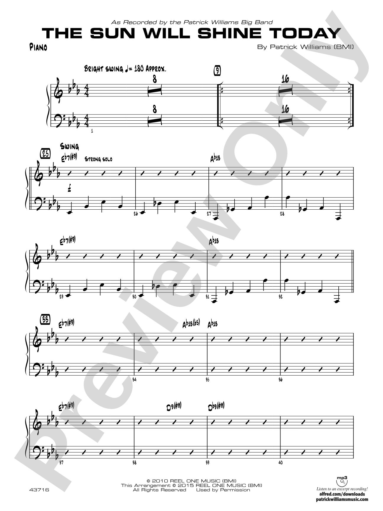 The Sun Will Shine Today: Piano Accompaniment