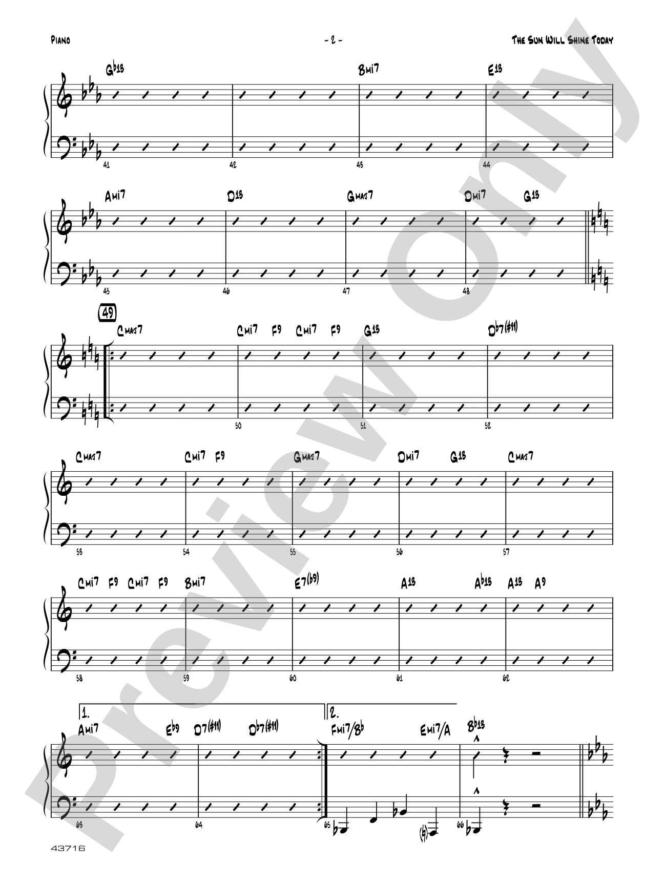 The Sun Will Shine Today: Piano Accompaniment