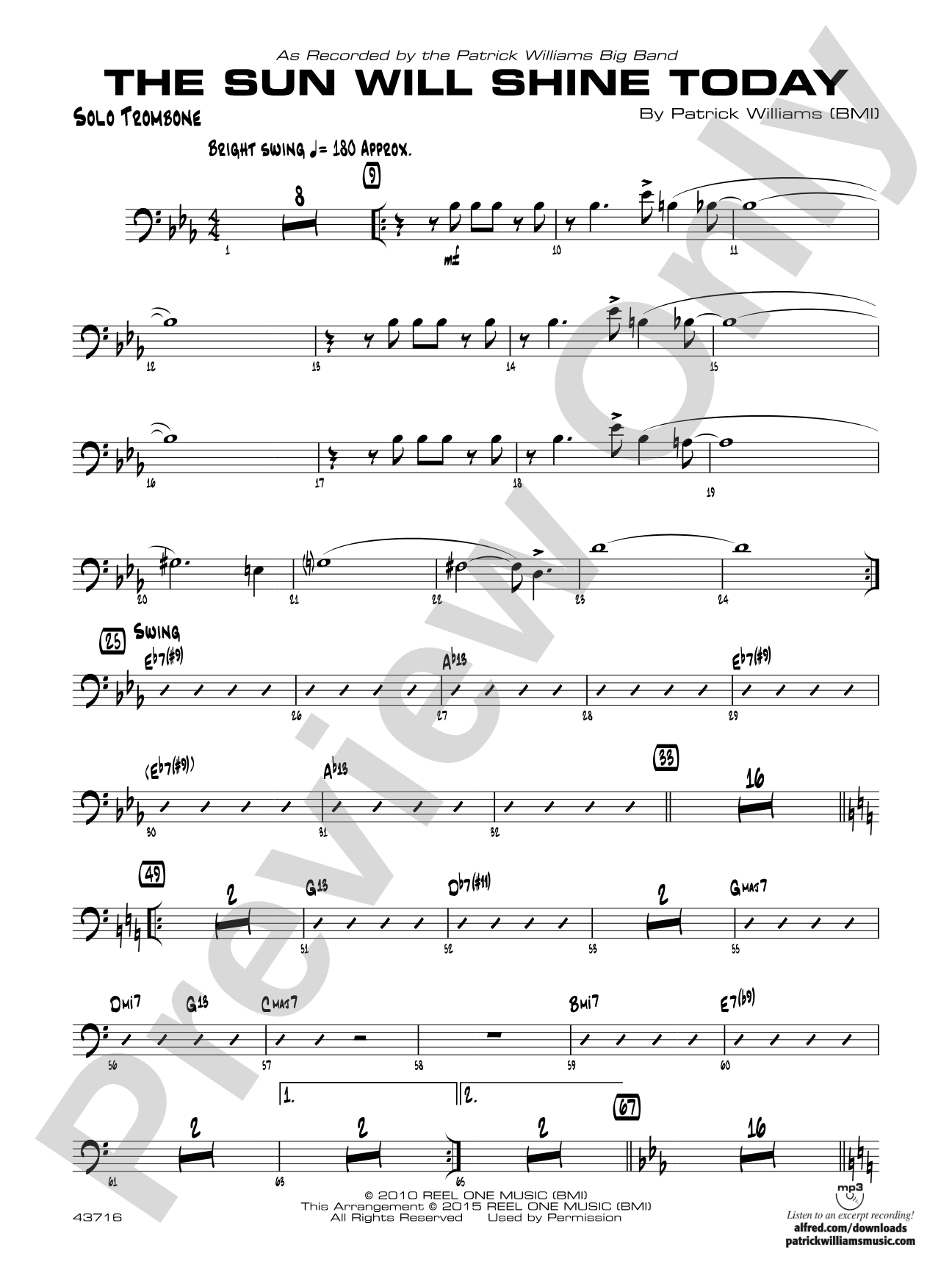 The Sun Will Shine Today: Solo Trombone
