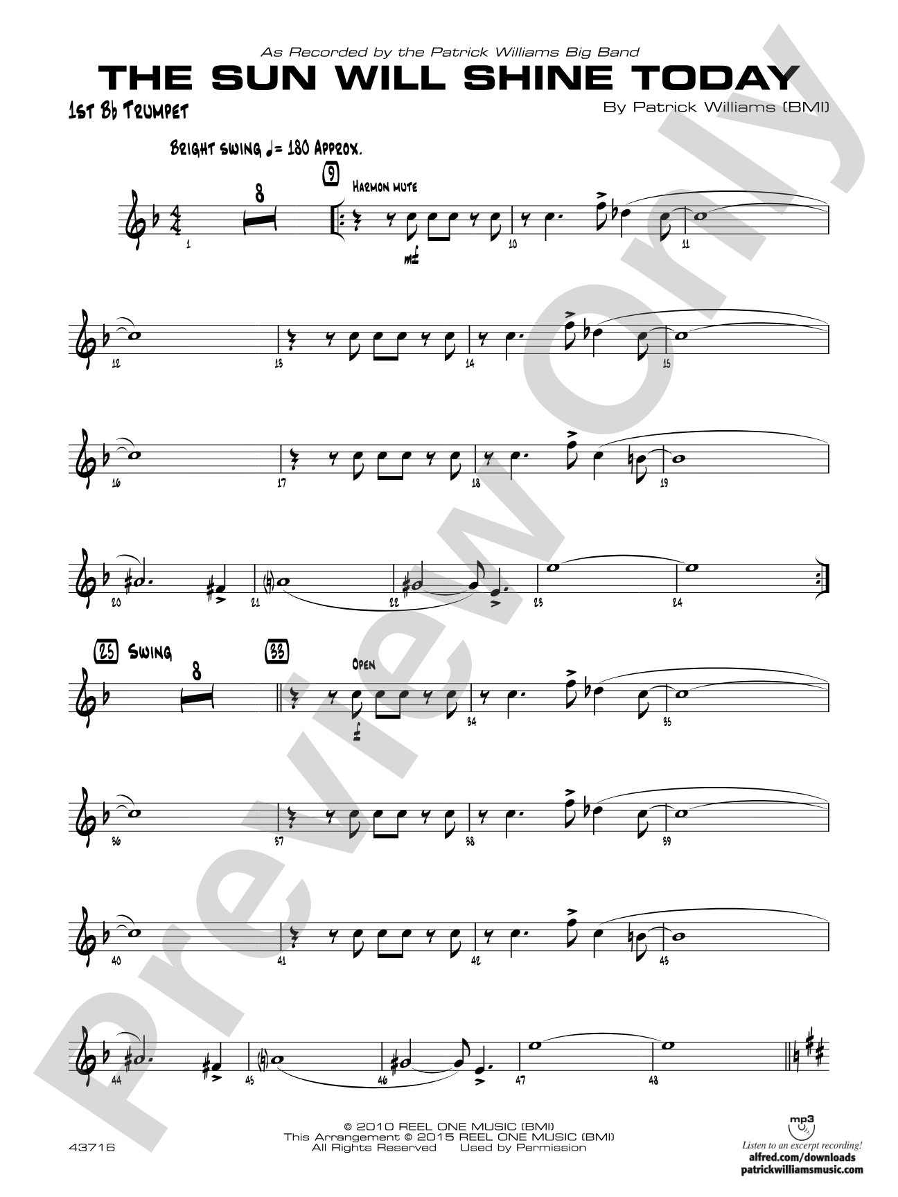 The Sun Will Shine Today: 1st B-flat Trumpet