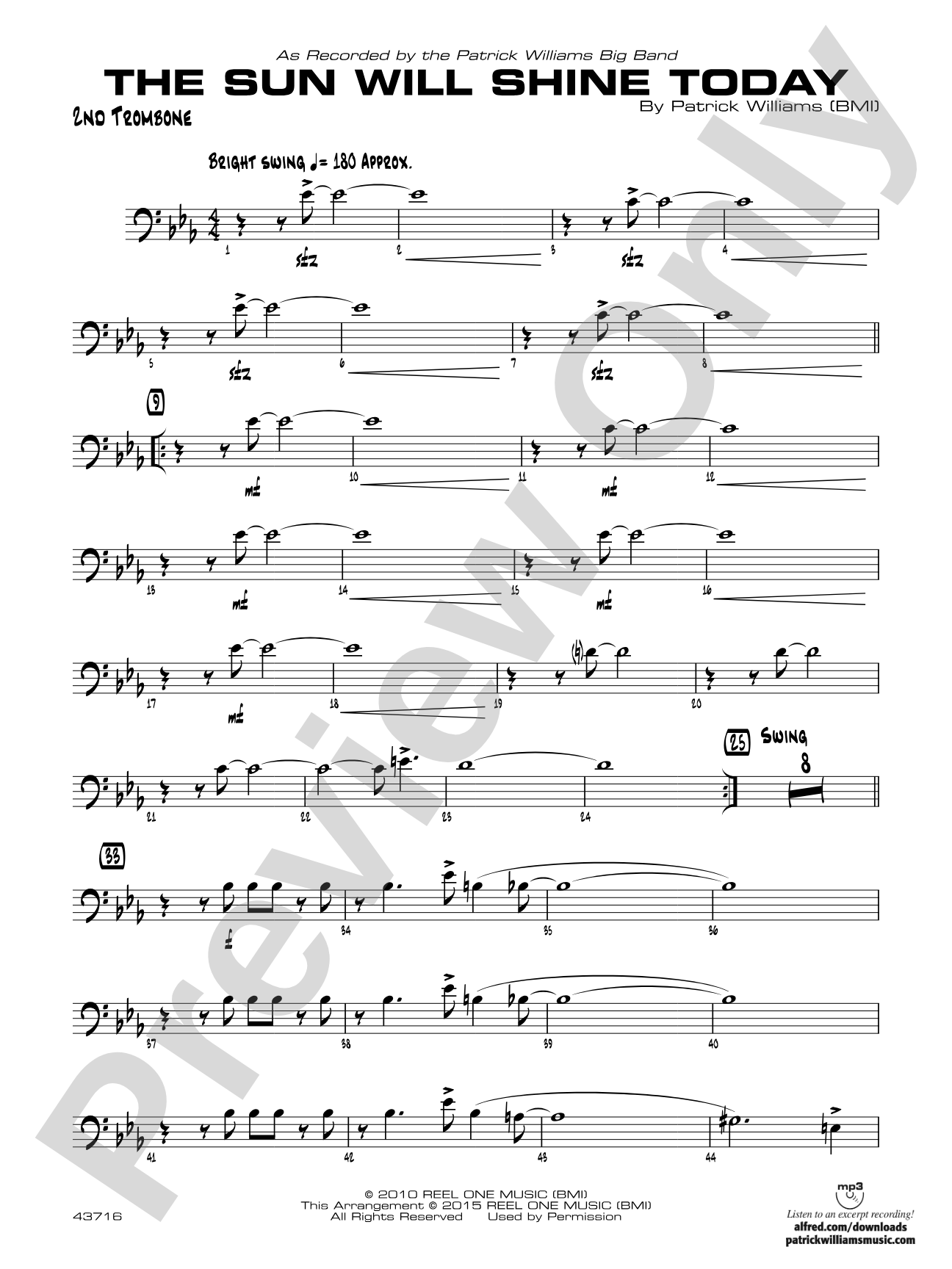 The Sun Will Shine Today: 2nd Trombone