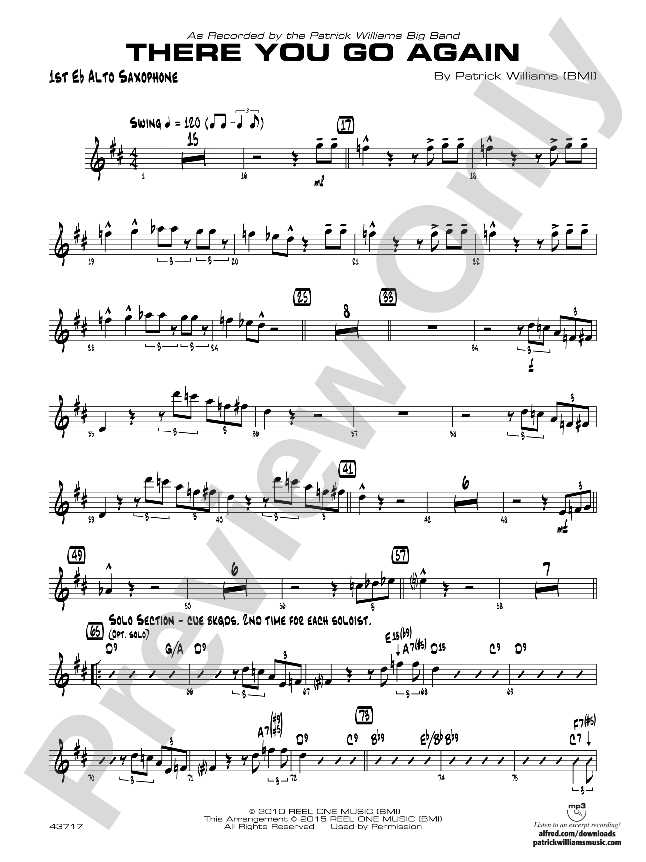 There You Go Again: E-flat Alto Saxophone