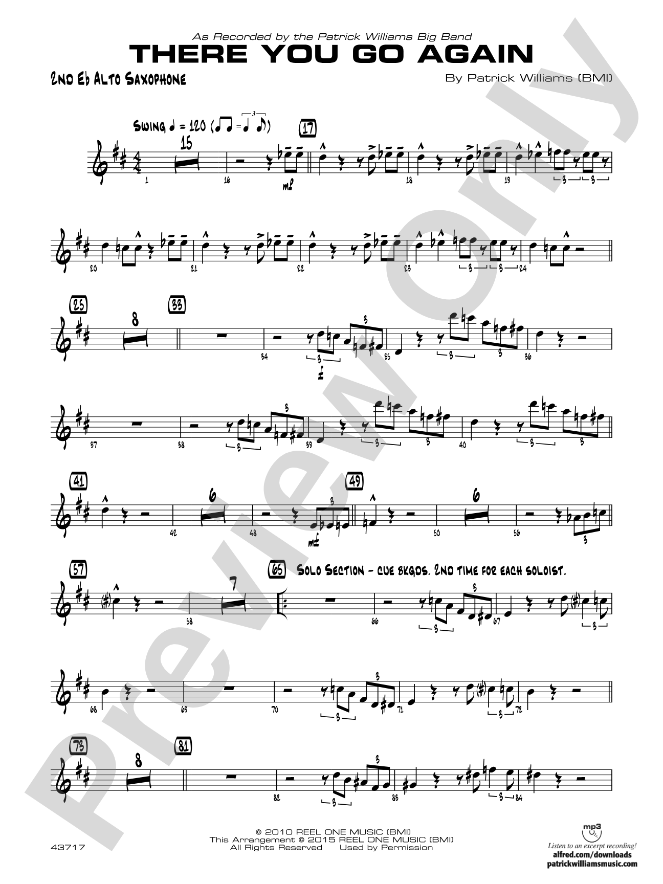 There You Go Again: 2nd E-flat Alto Saxophone
