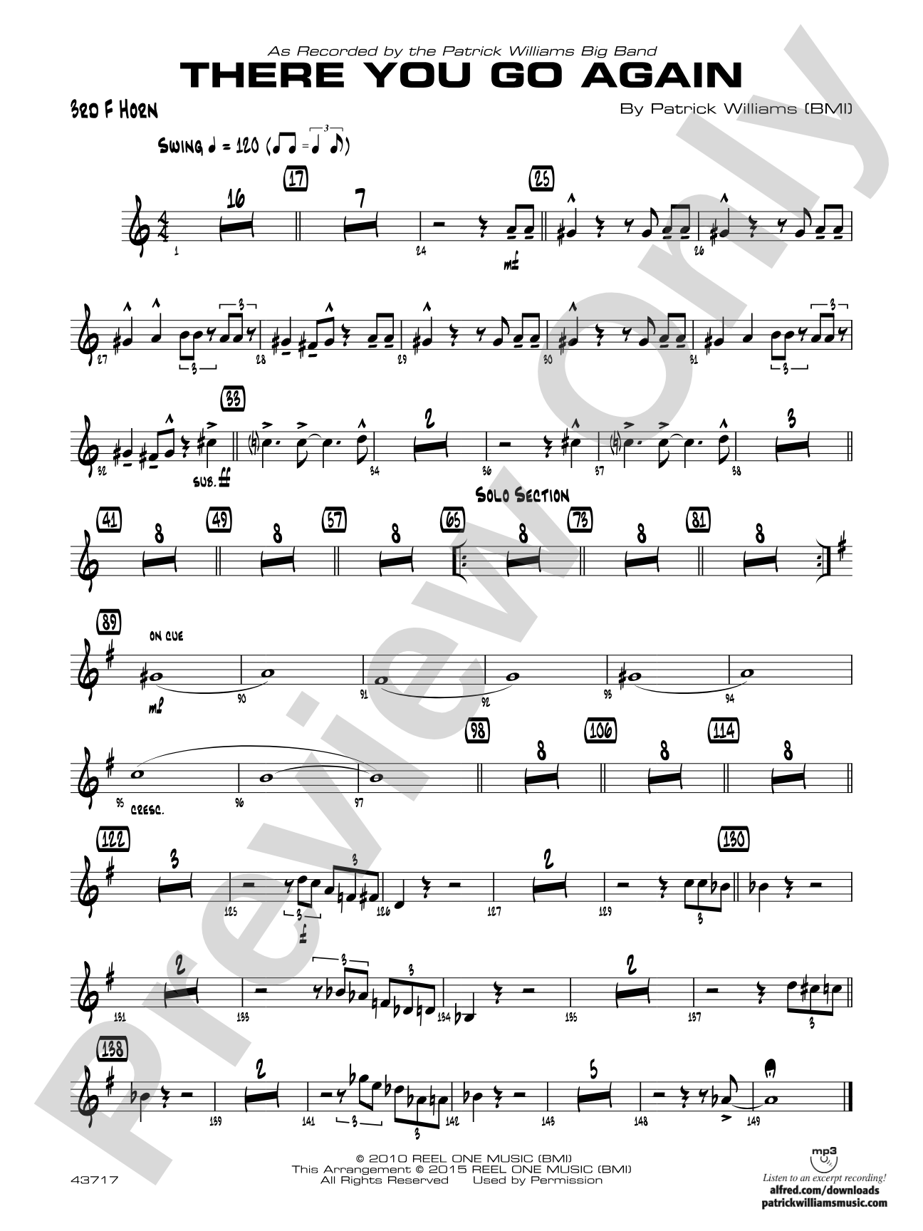 There You Go Again: 3rd F Horn