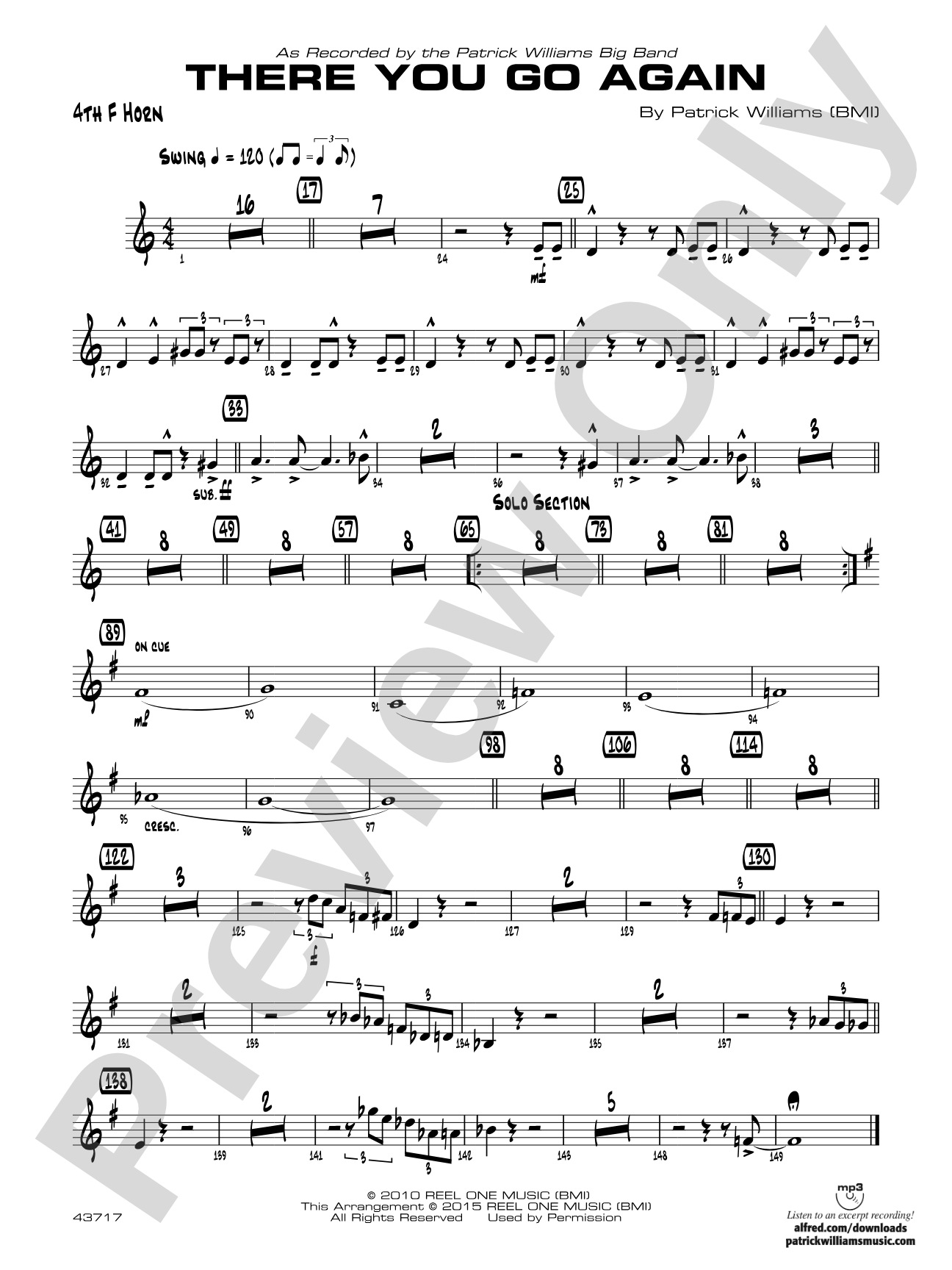 There You Go Again: 4th F Horn