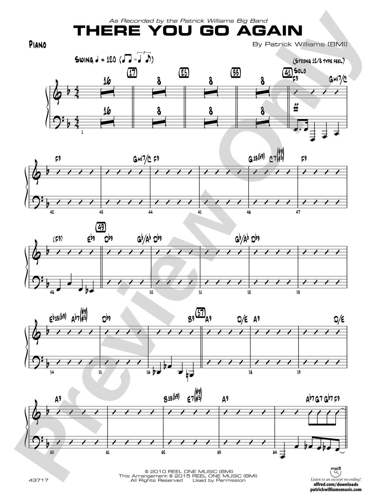There You Go Again: Piano Accompaniment