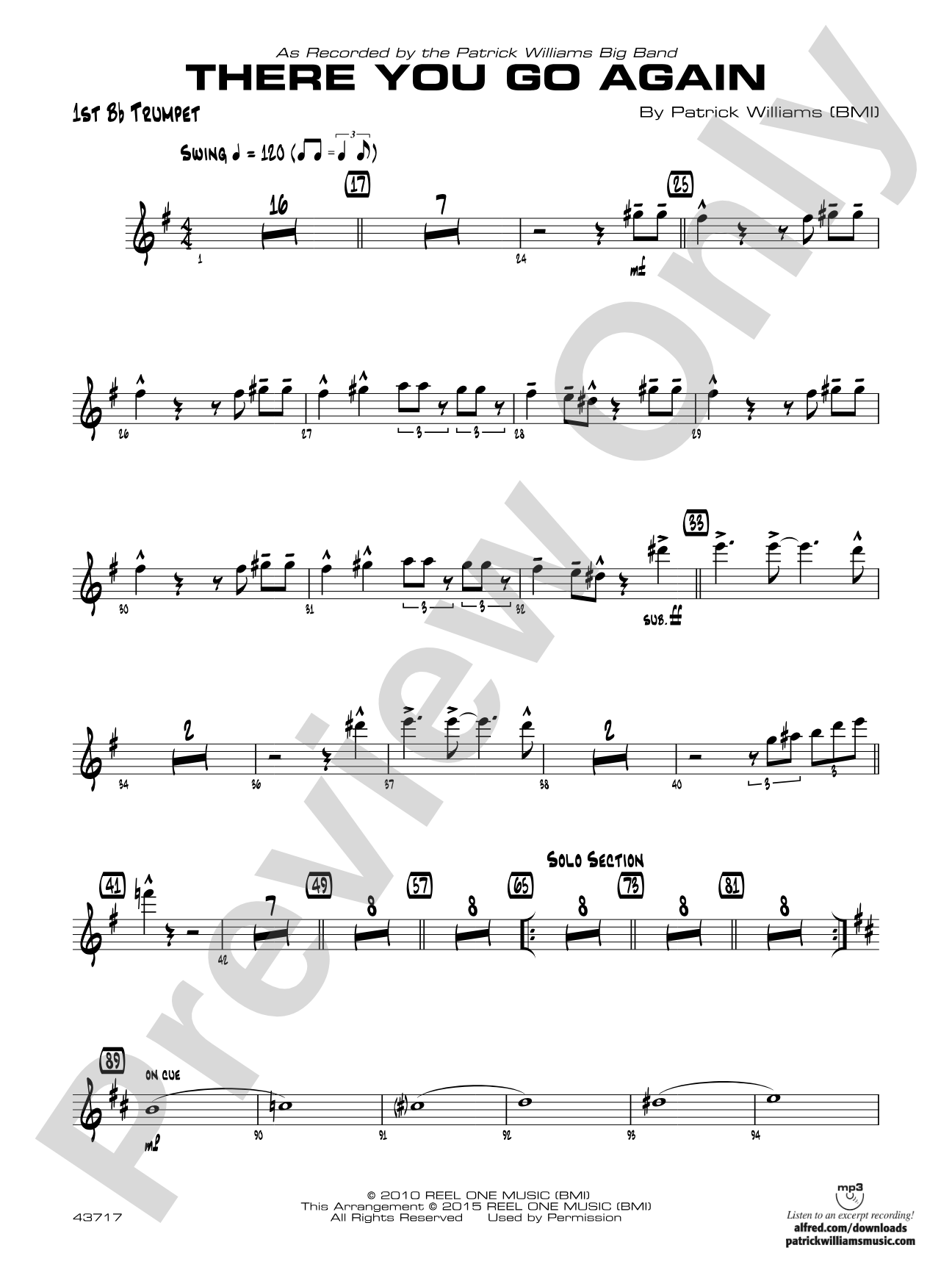 There You Go Again: 1st B-flat Trumpet