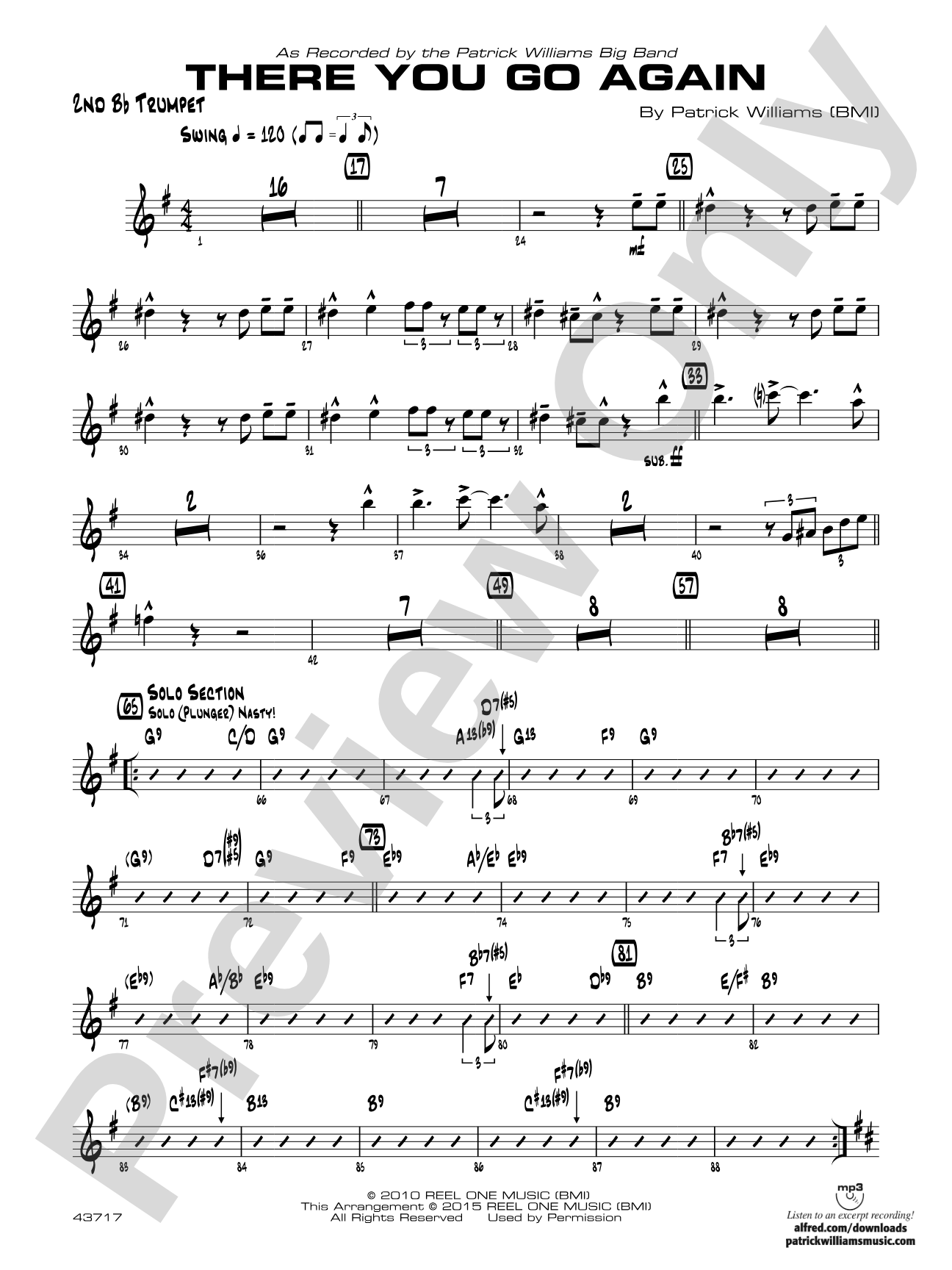 There You Go Again: 2nd B-flat Trumpet