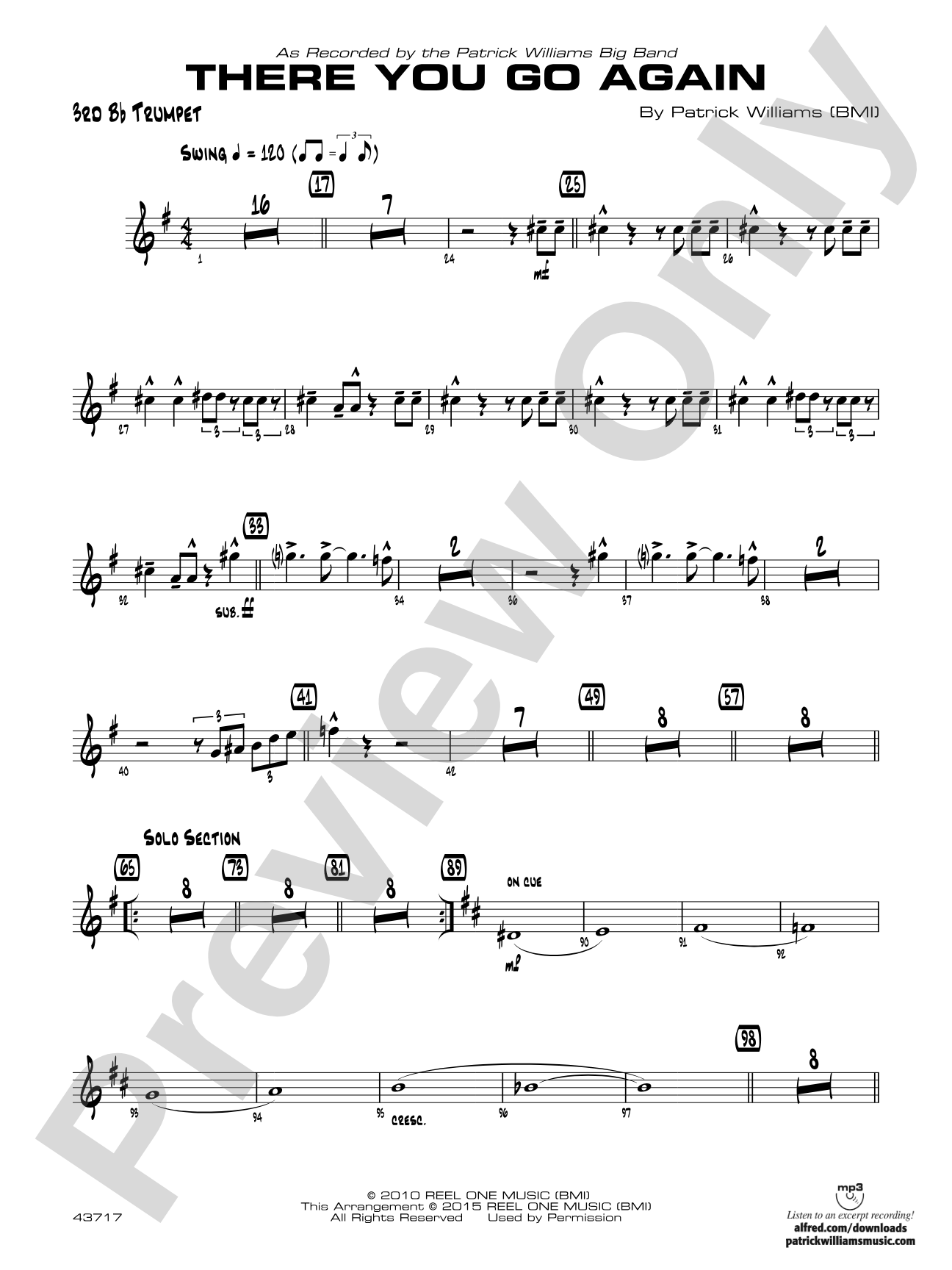 There You Go Again: 3rd B-flat Trumpet