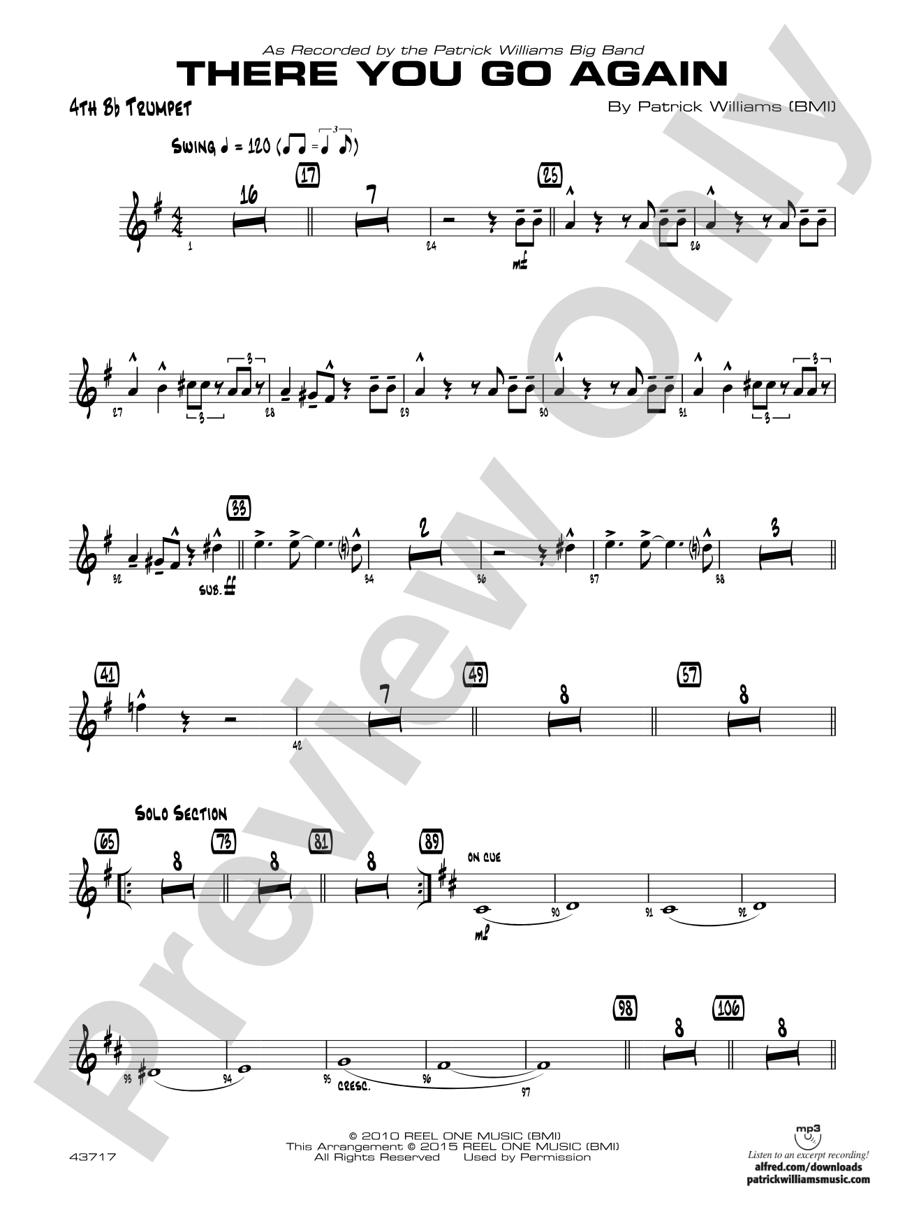There You Go Again: 4th B-flat Trumpet