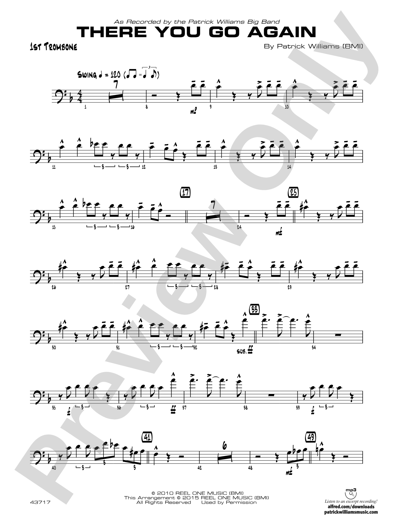 There You Go Again: 1st Trombone