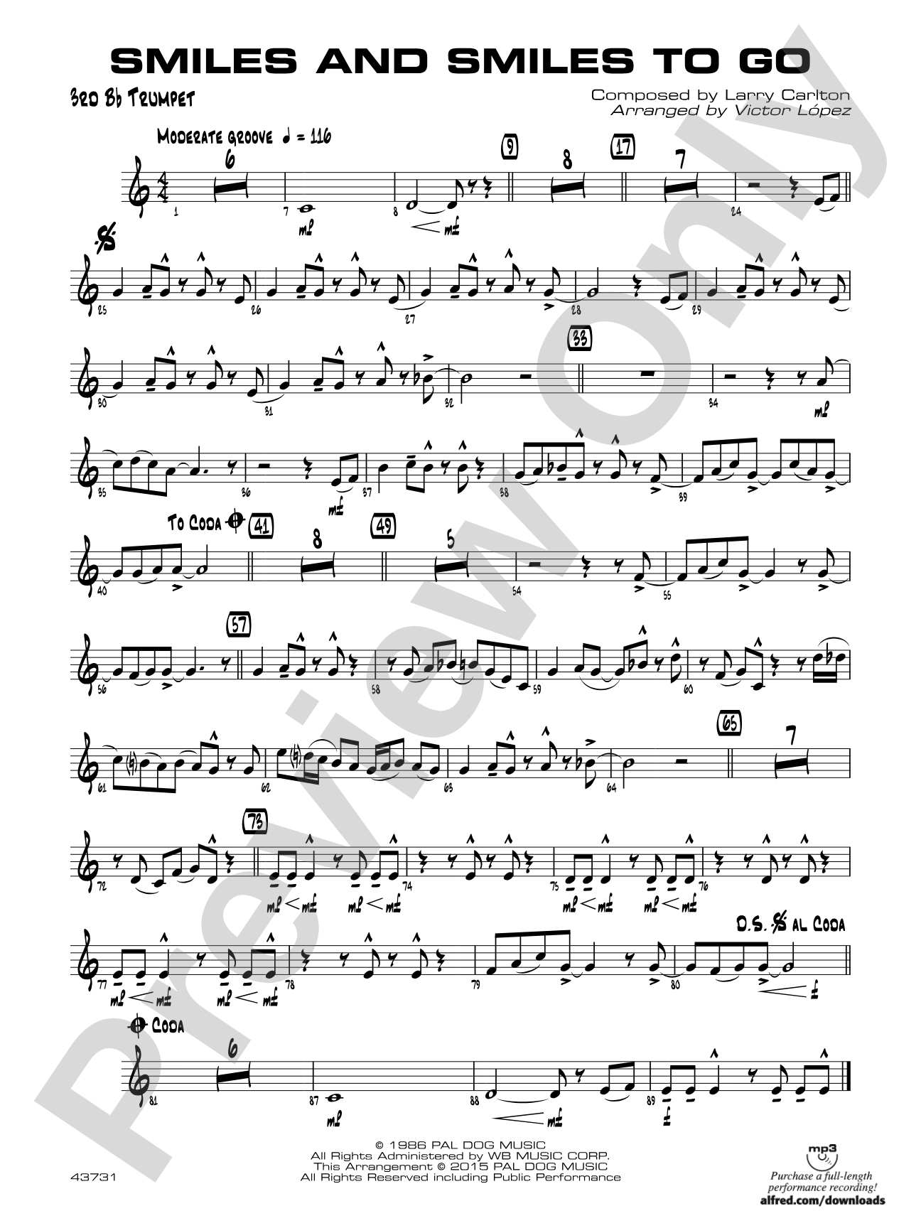 Smiles and Smiles to Go: 3rd B-flat Trumpet