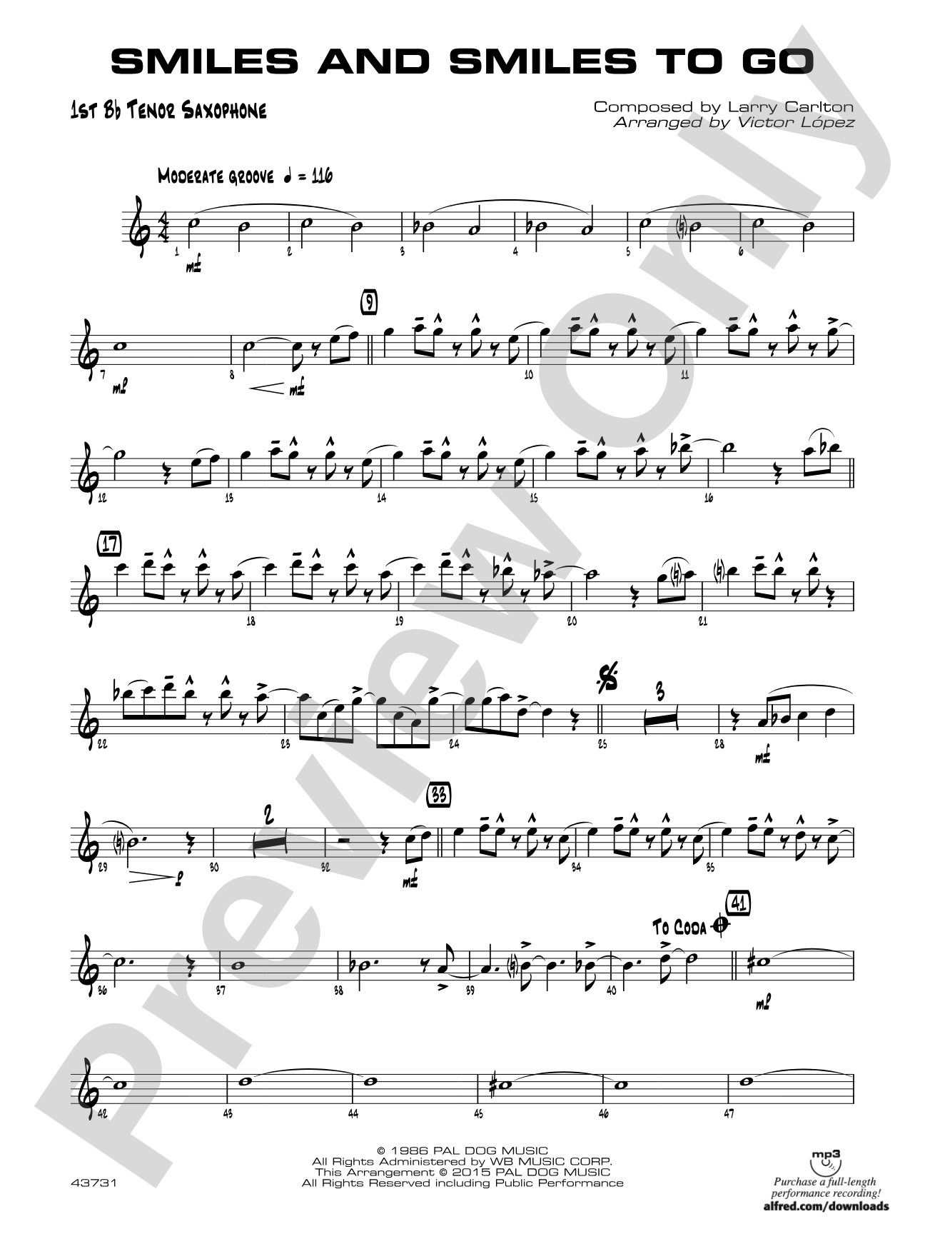 Smiles and Smiles to Go: B-flat Tenor Saxophone