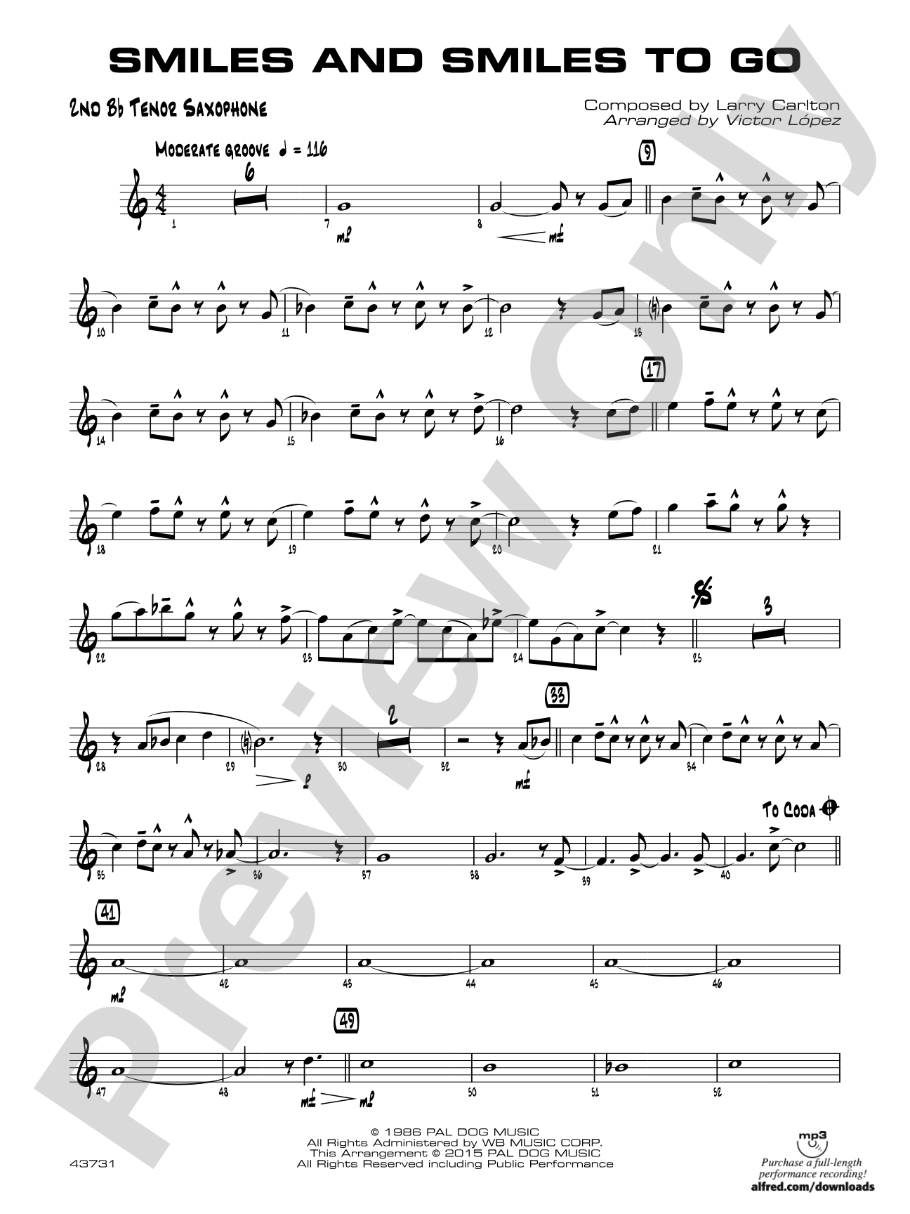 Smiles and Smiles to Go: 2nd B-flat Tenor Saxophone