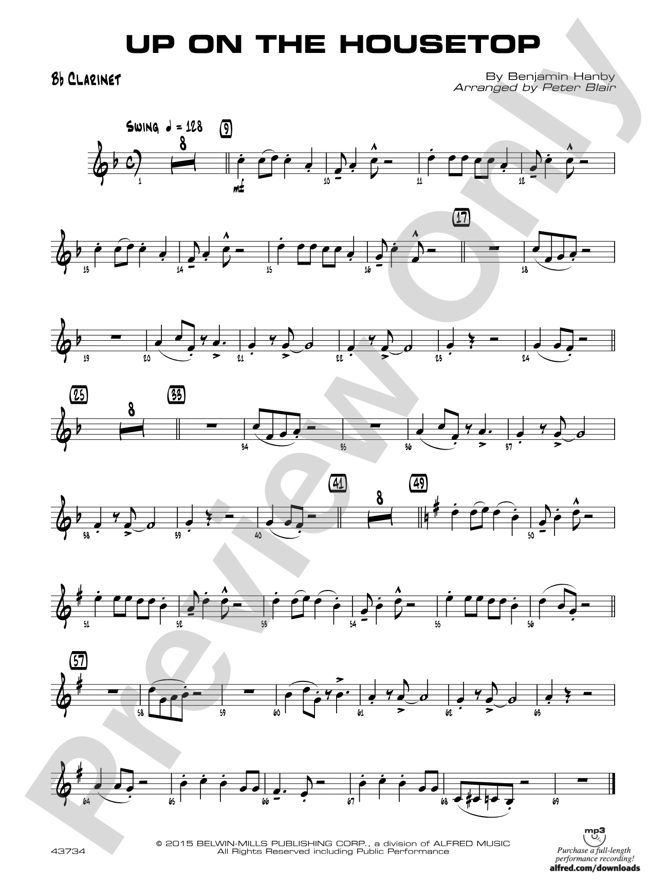 Up on the Housetop: 1st B-flat Clarinet