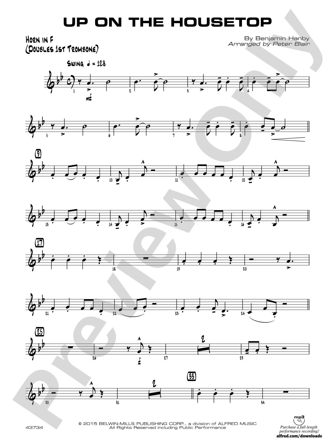 Up on the Housetop: 1st F Horn