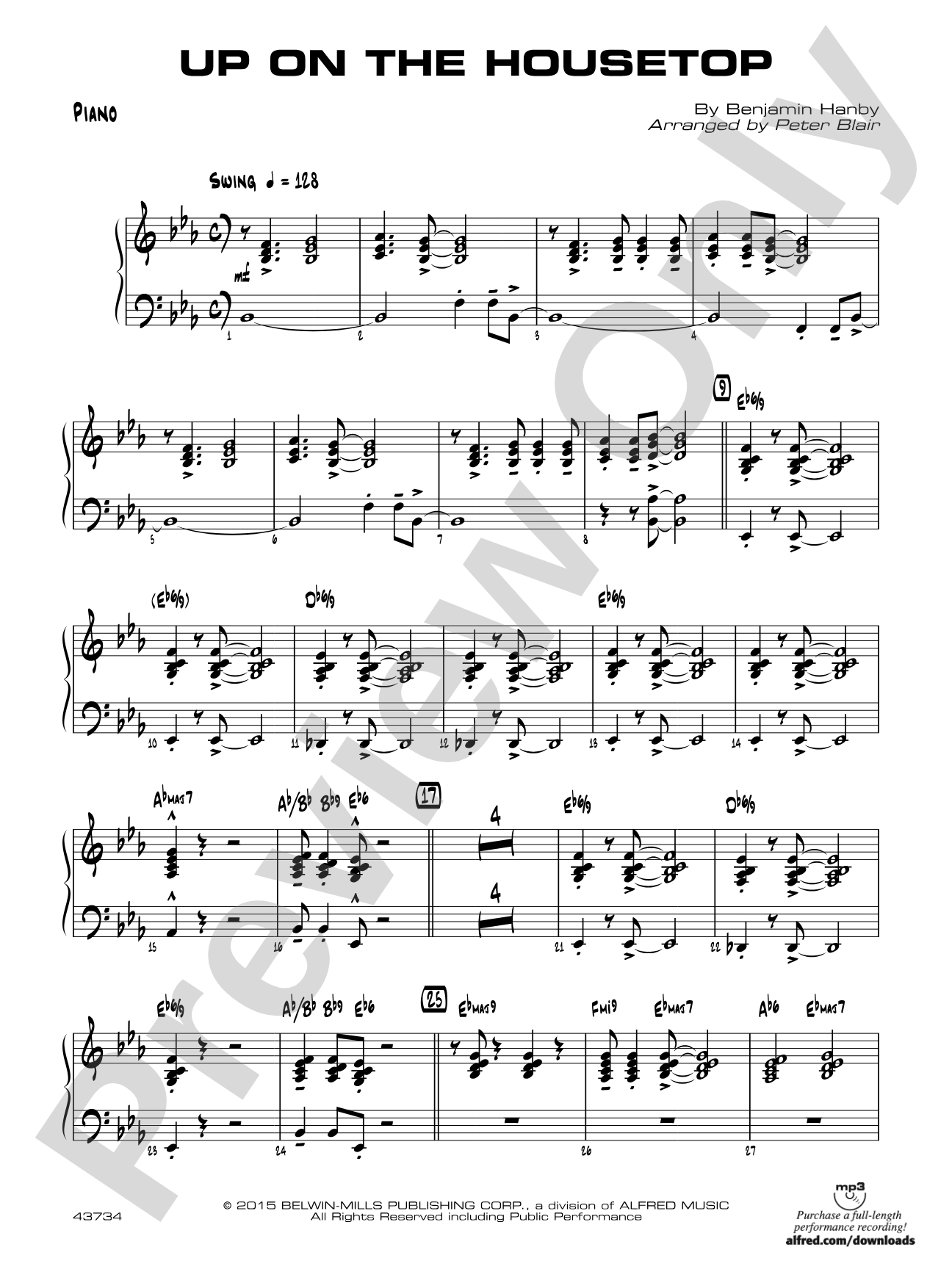 Up on the Housetop: Piano Accompaniment