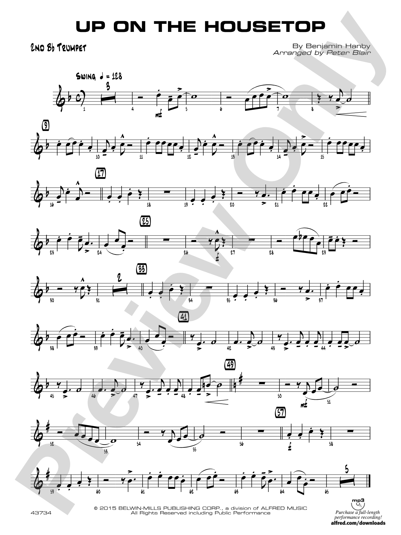 Up on the Housetop: 2nd B-flat Trumpet
