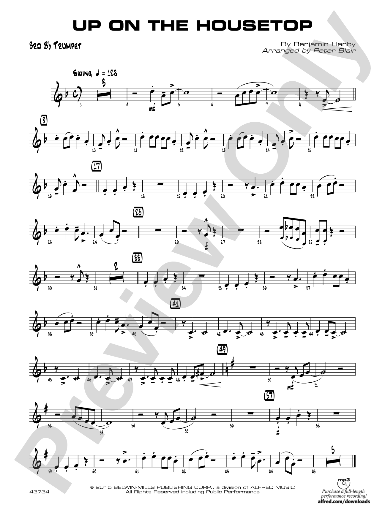 Up on the Housetop: 3rd B-flat Trumpet