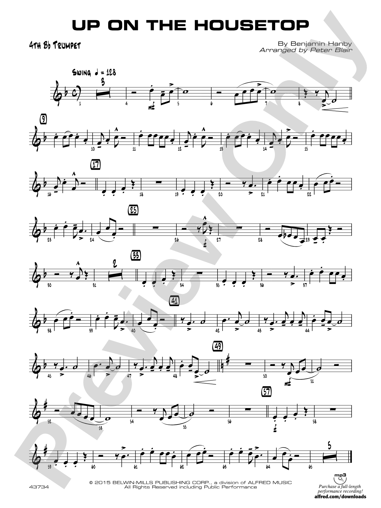Up on the Housetop: 4th B-flat Trumpet