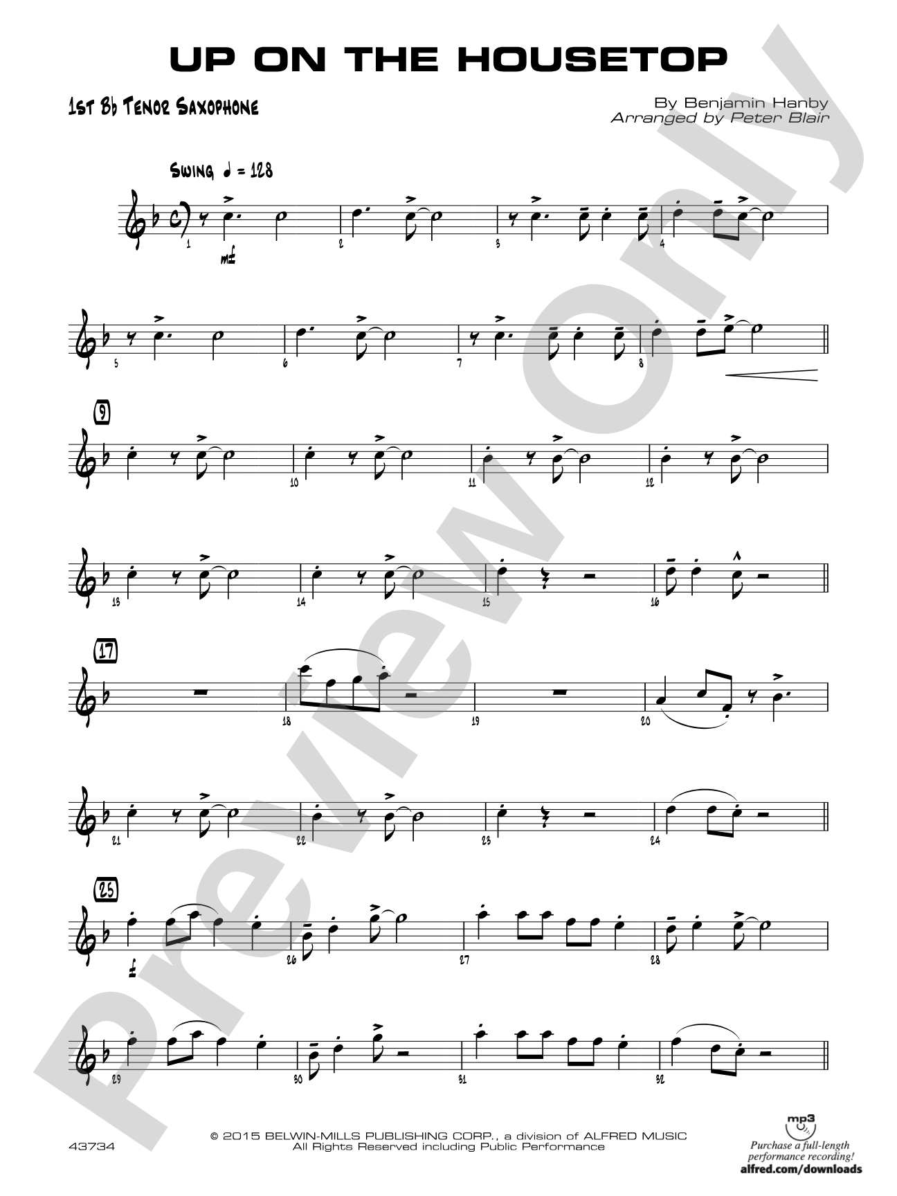 Up on the Housetop: B-flat Tenor Saxophone