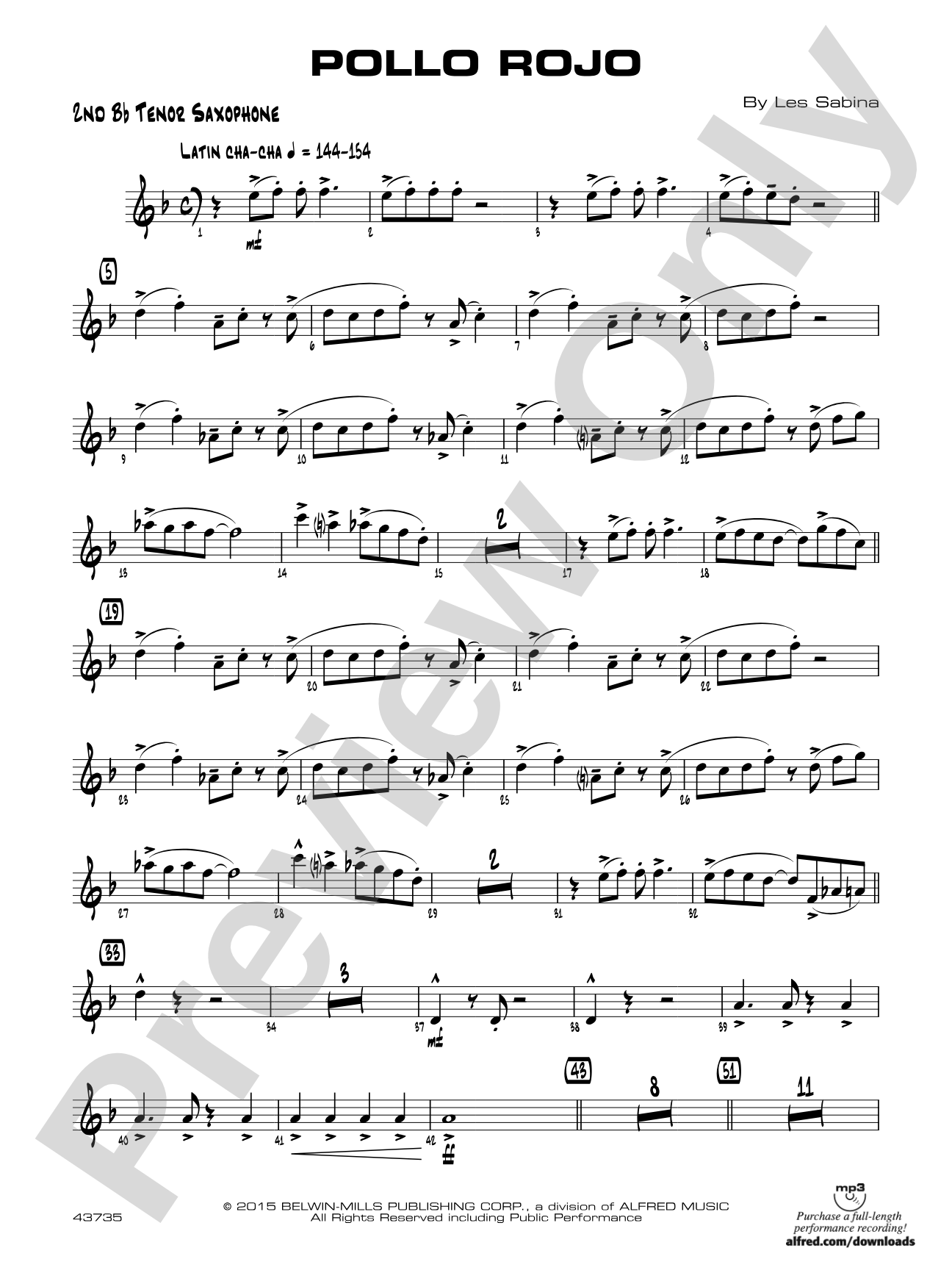 Pollo Rojo: 2nd B-flat Tenor Saxophone
