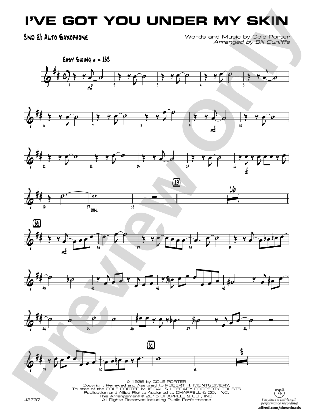 I've Got You Under My Skin: 2nd E-flat Alto Saxophone
