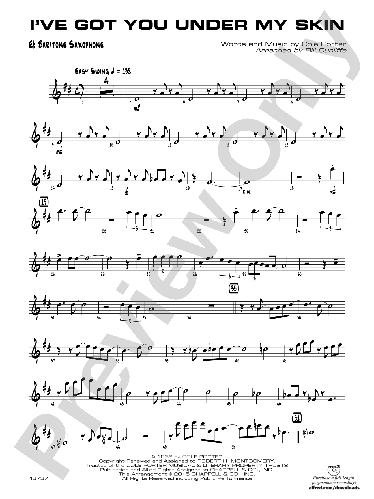 I've Got You Under My Skin: E-flat Baritone Saxophone